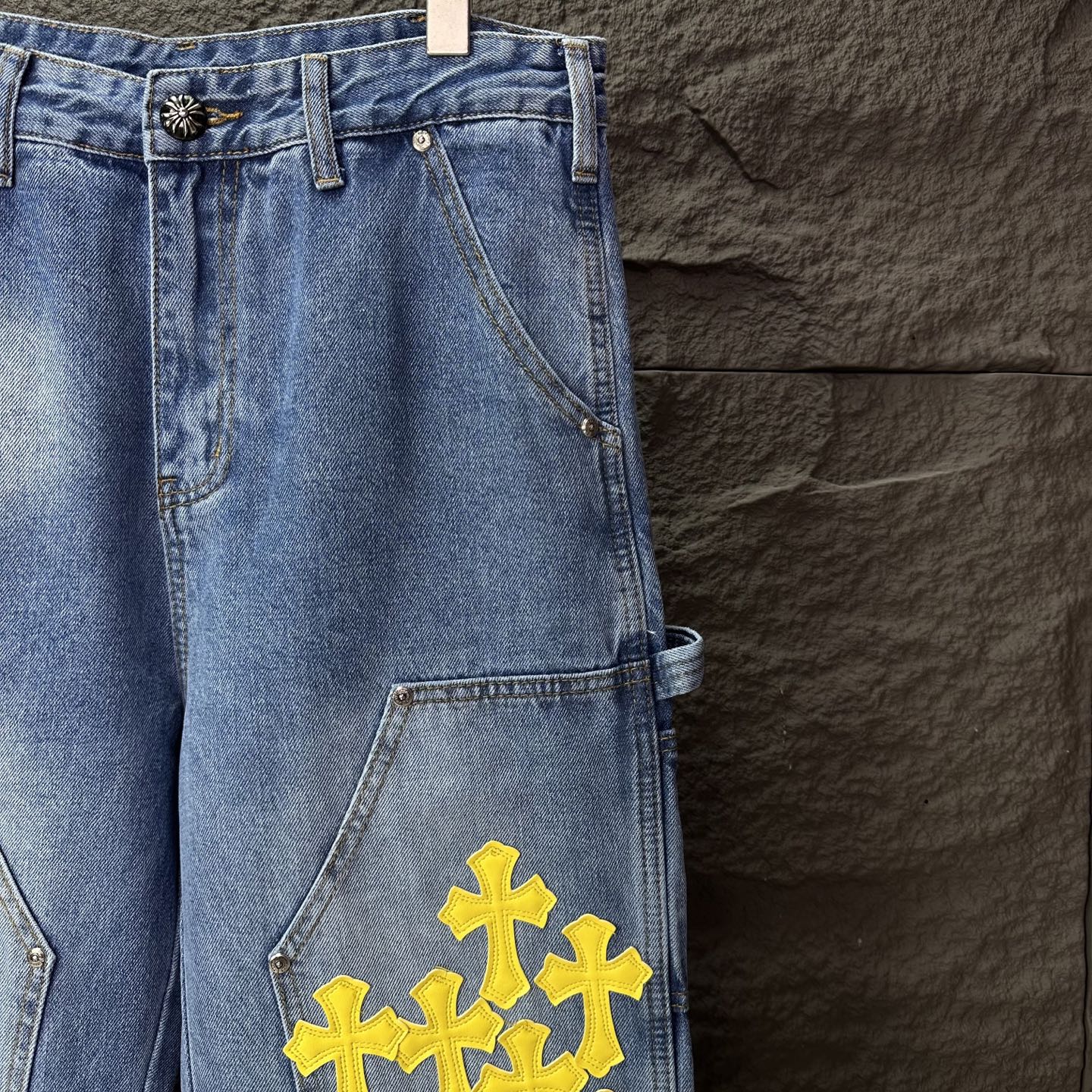 Chrome Hearts Couple Jeans Blue Loose Fit