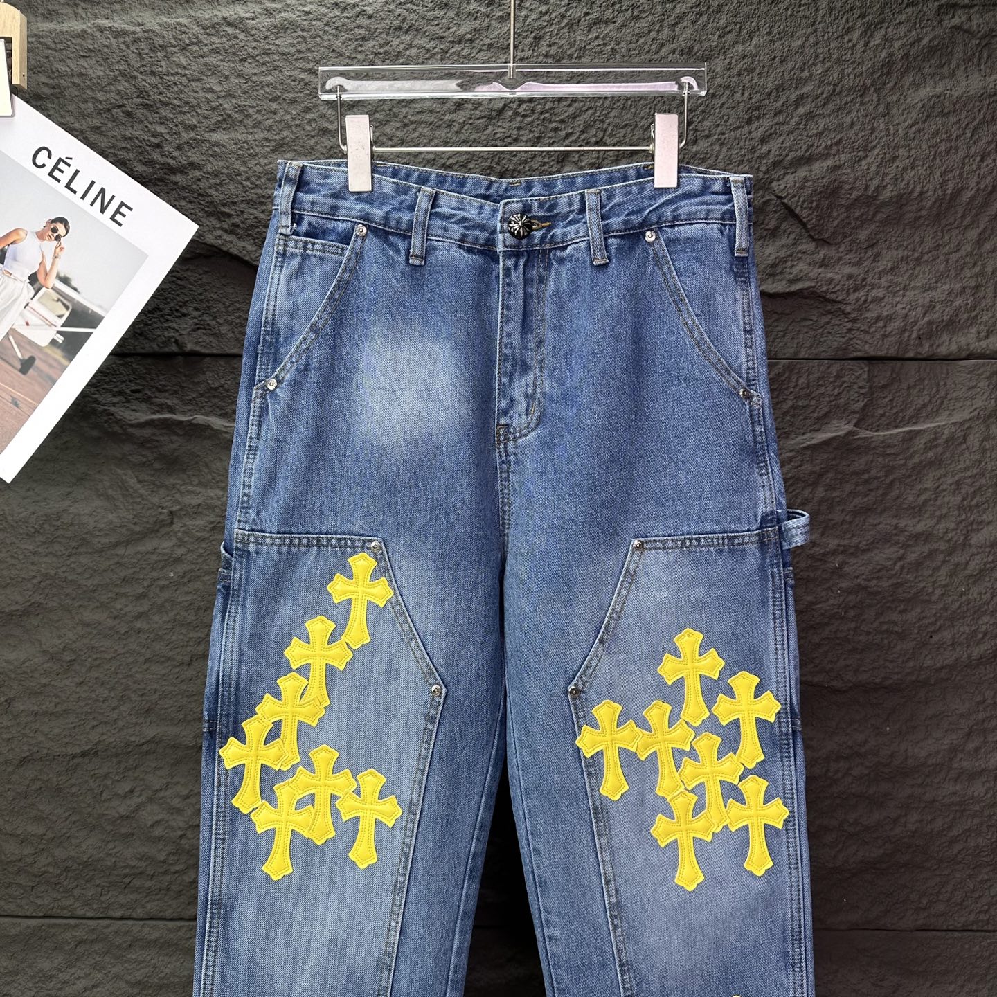 Chrome Hearts Couple Jeans Blue Loose Fit