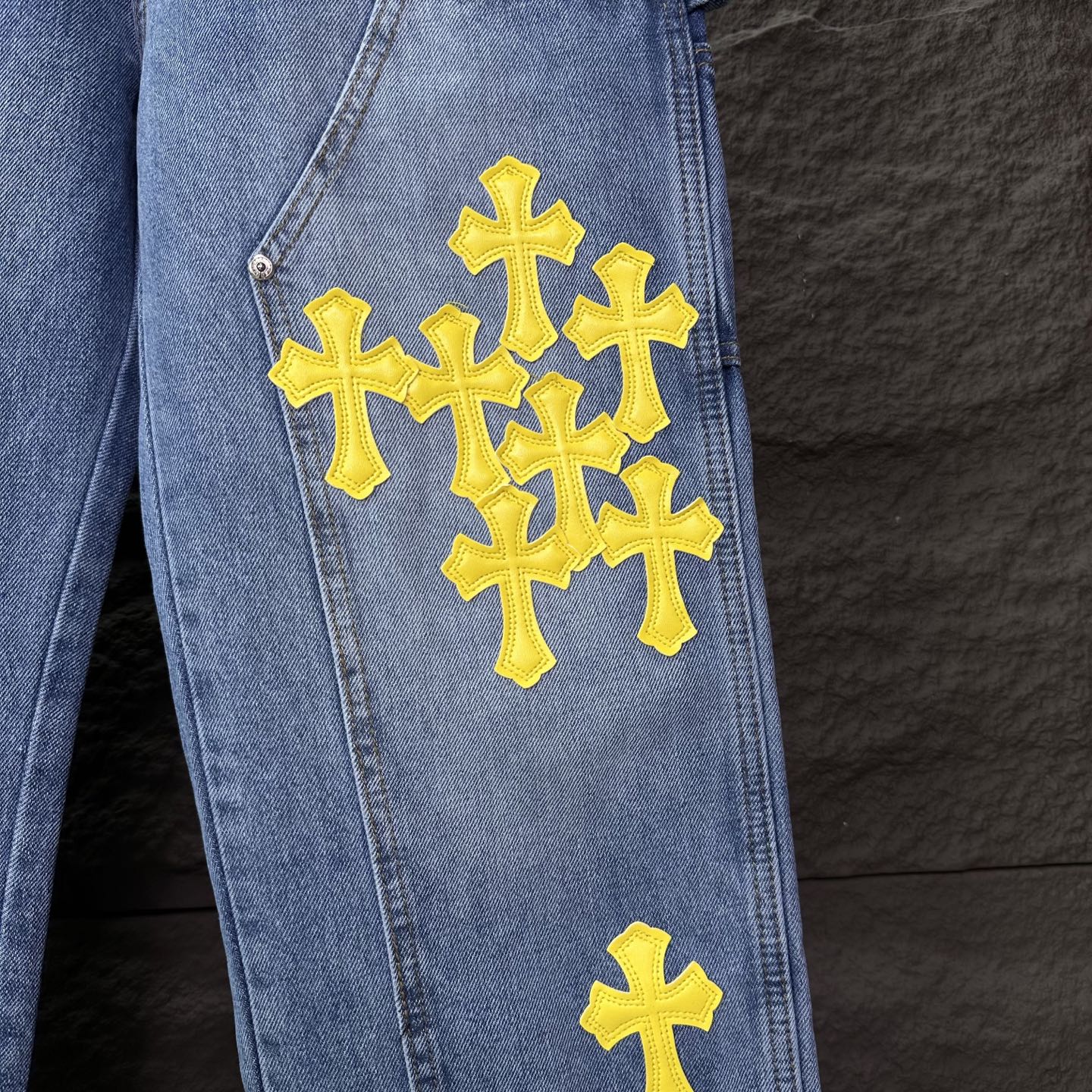 Chrome Hearts Couple Jeans Blue Loose Fit