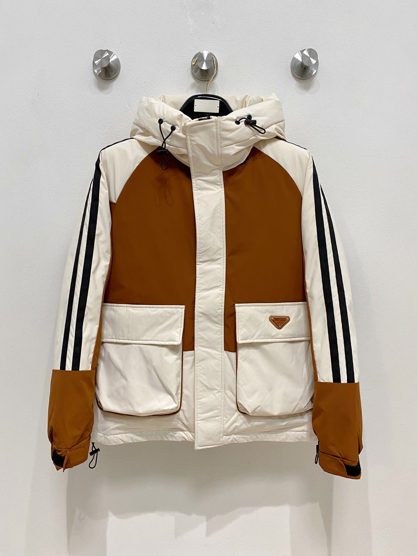 Prada Male Down Jacket White Duck Down Hooded M-l-xl