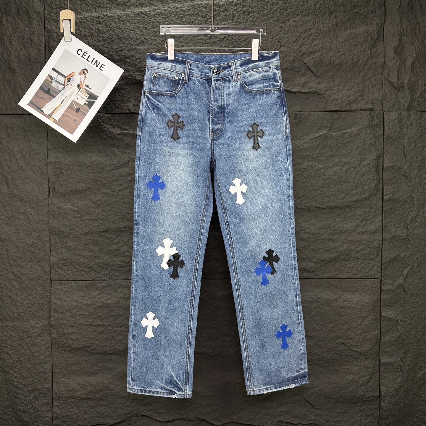 Chrome Hearts Couple Jeans Blue Loose Fit