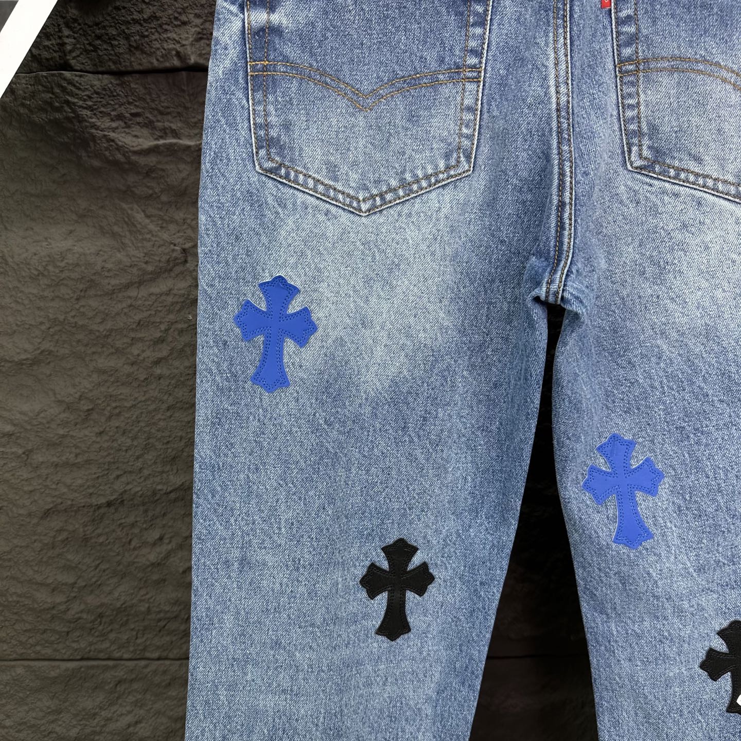 Chrome Hearts Couple Jeans Blue Loose Fit