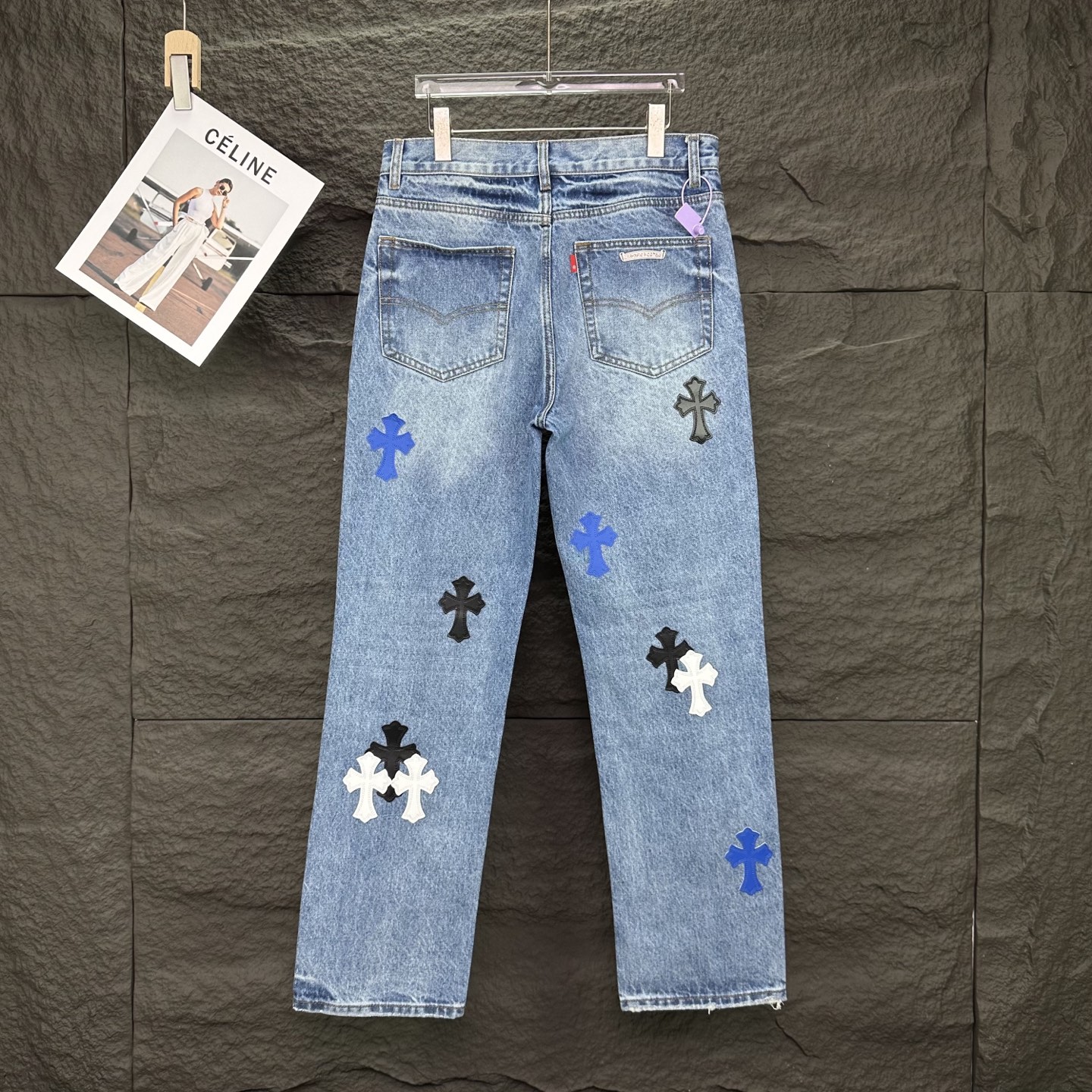 Chrome Hearts Couple Jeans Blue Loose Fit