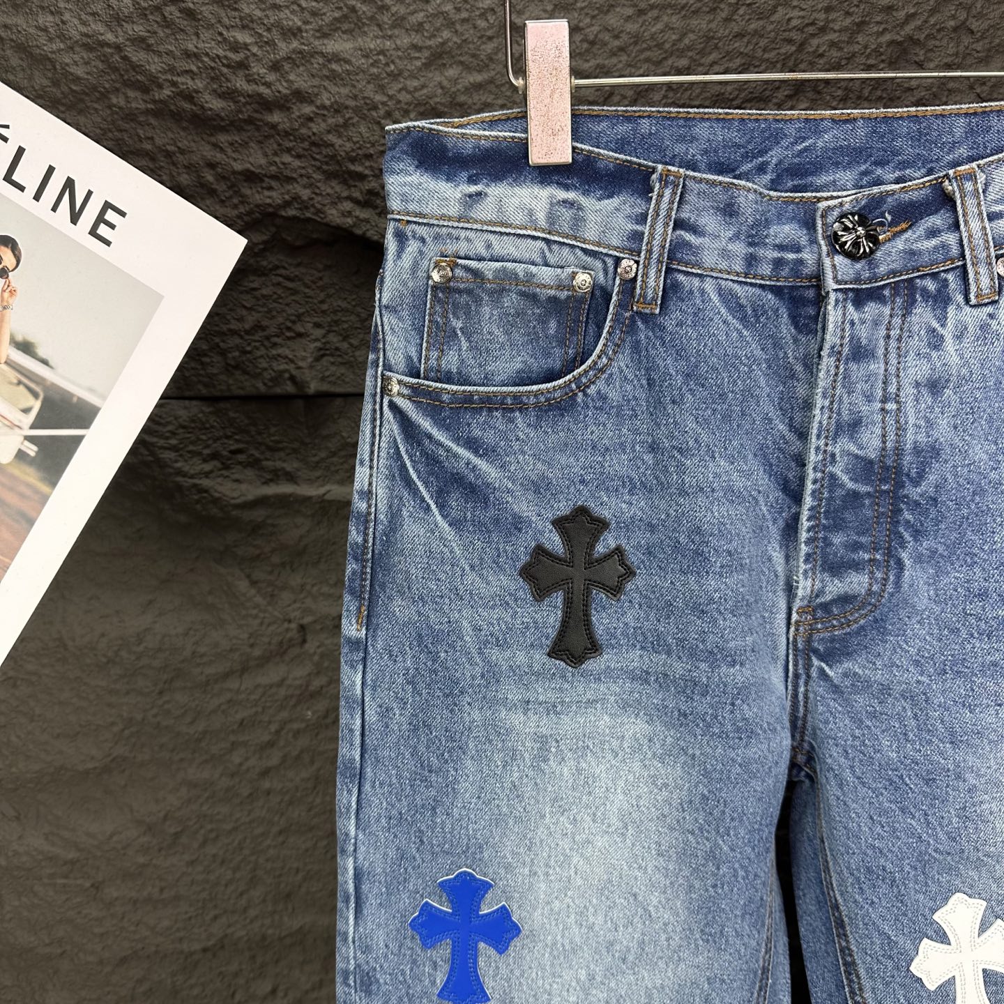 Chrome Hearts Couple Jeans Blue Loose Fit