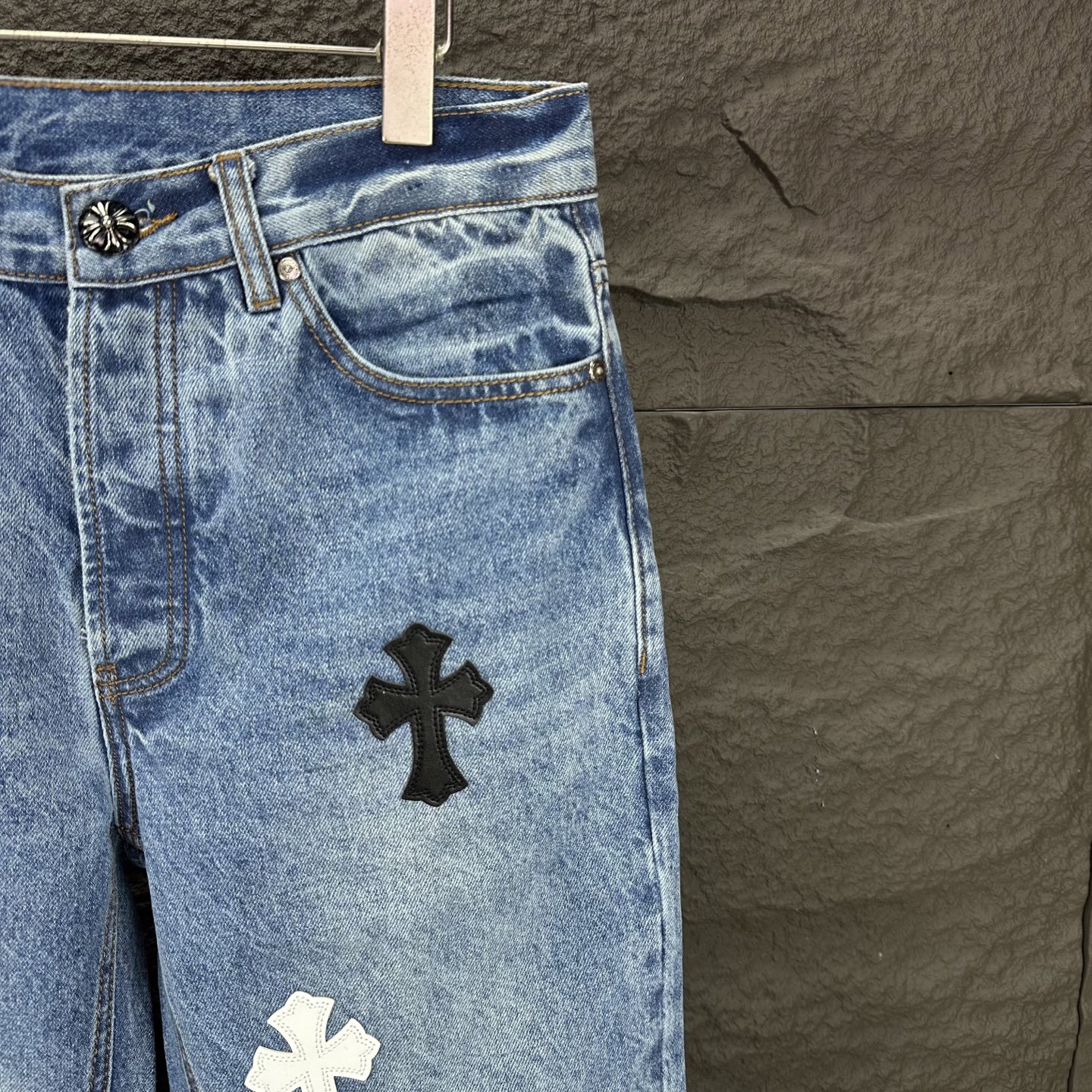 Chrome Hearts Couple Jeans Blue Loose Fit