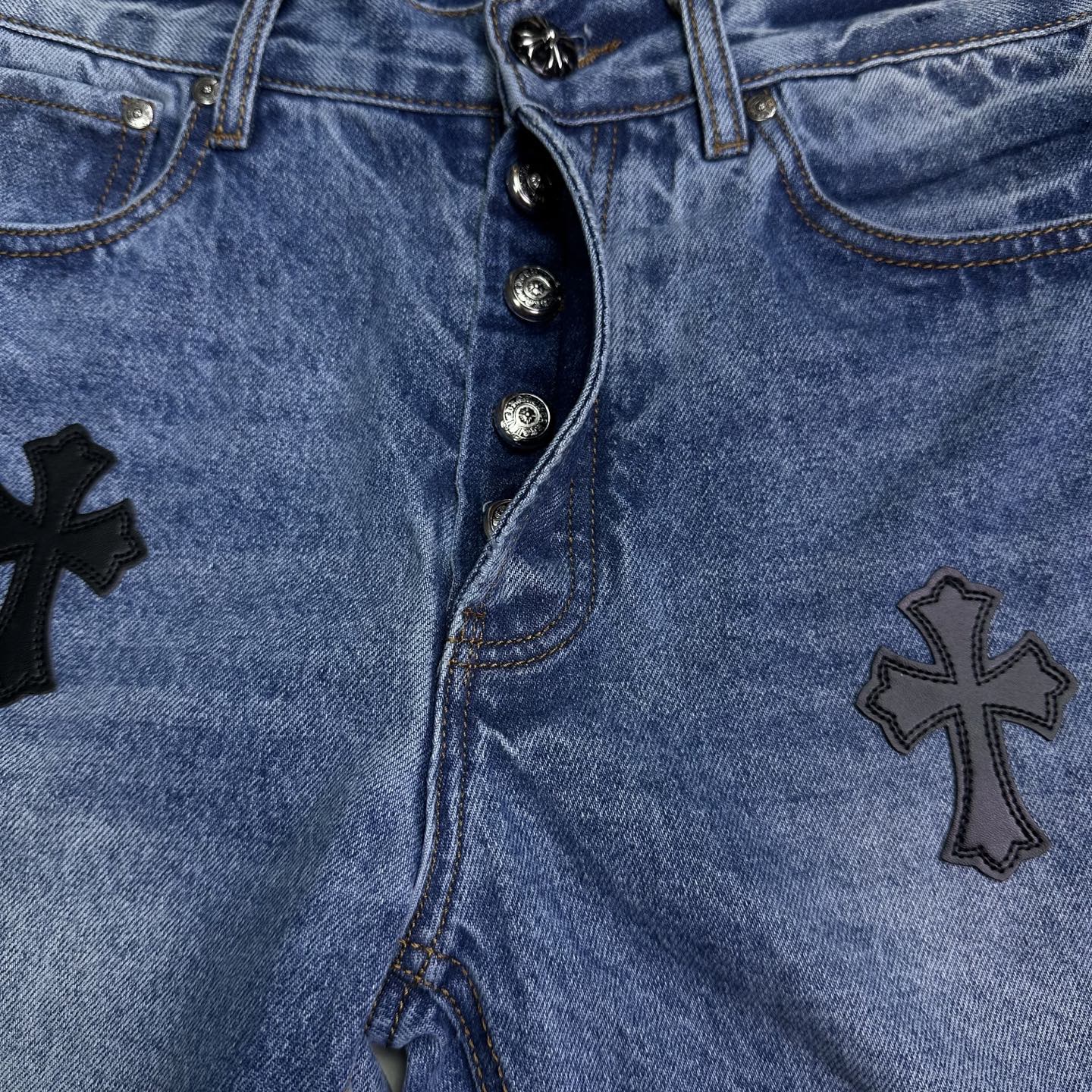 Chrome Hearts Couple Jeans Blue Loose Fit