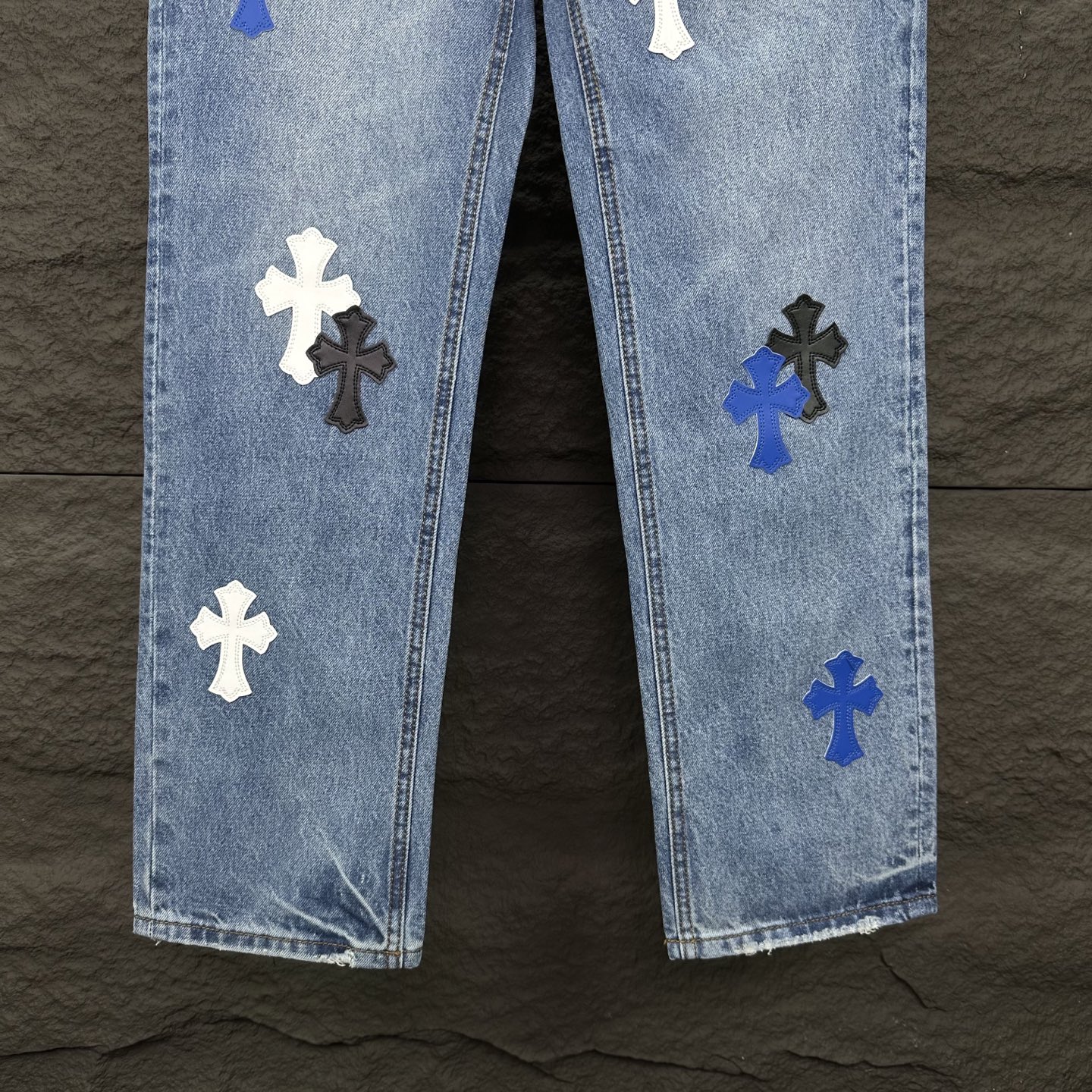 Chrome Hearts Couple Jeans Blue Loose Fit