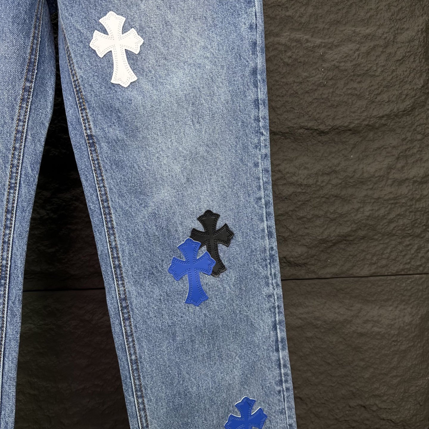 Chrome Hearts Couple Jeans Blue Loose Fit