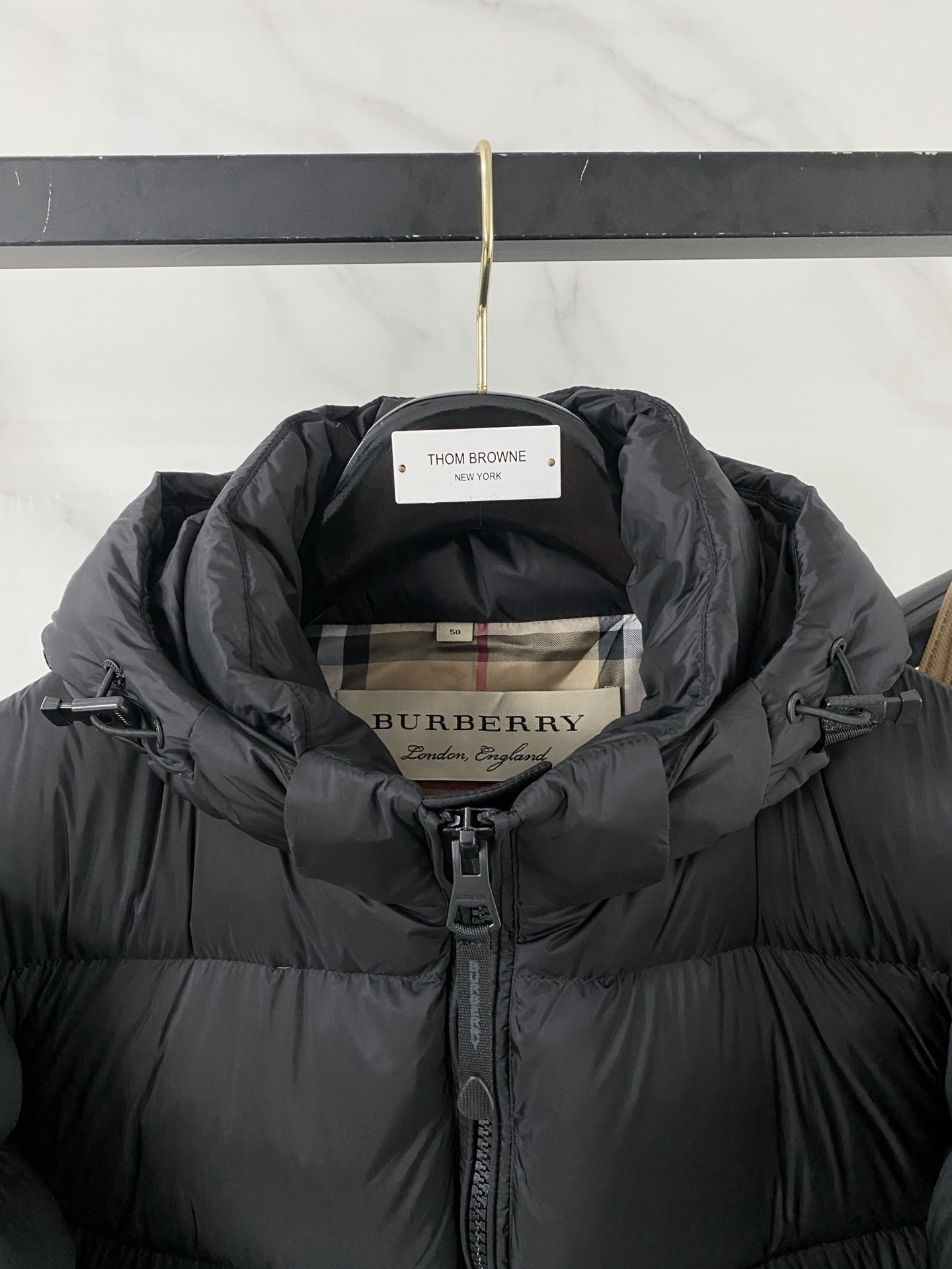 Burberry Down Jacket Cotton Black Hooded S-l