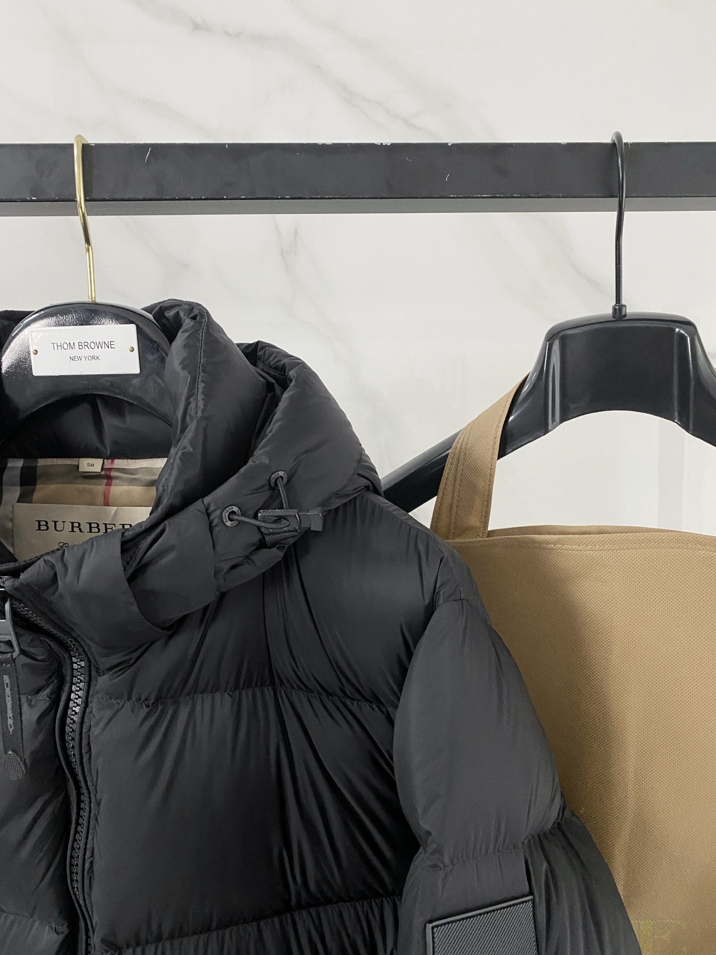 Burberry Down Jacket Cotton Black Hooded S-l