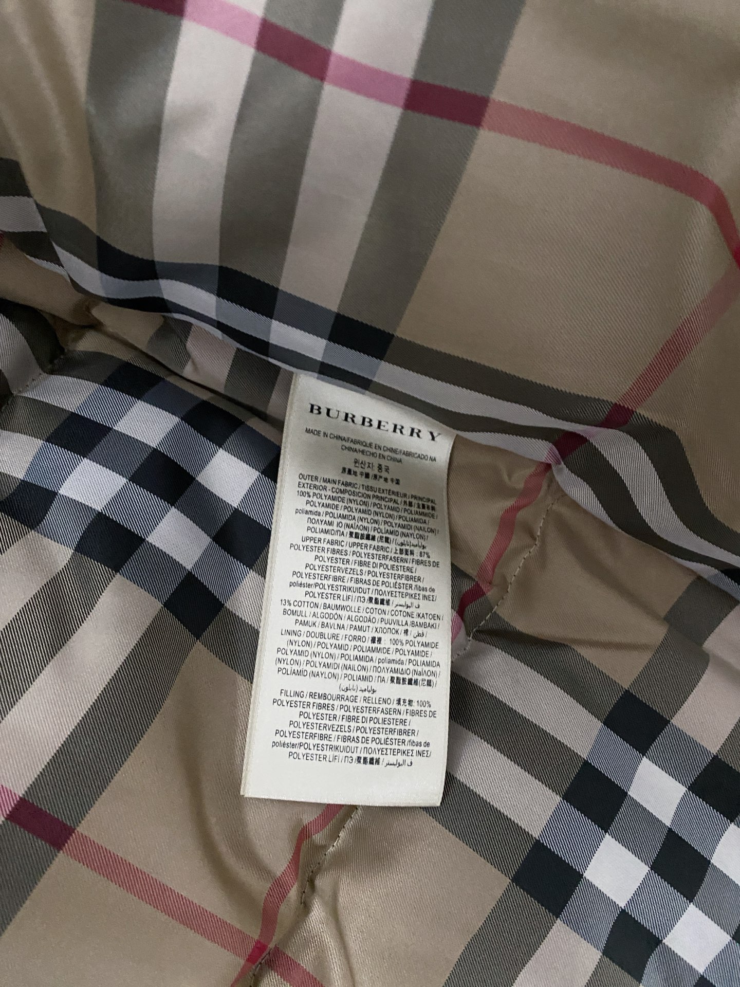 Burberry Down Jacket Cotton Black Hooded S-l