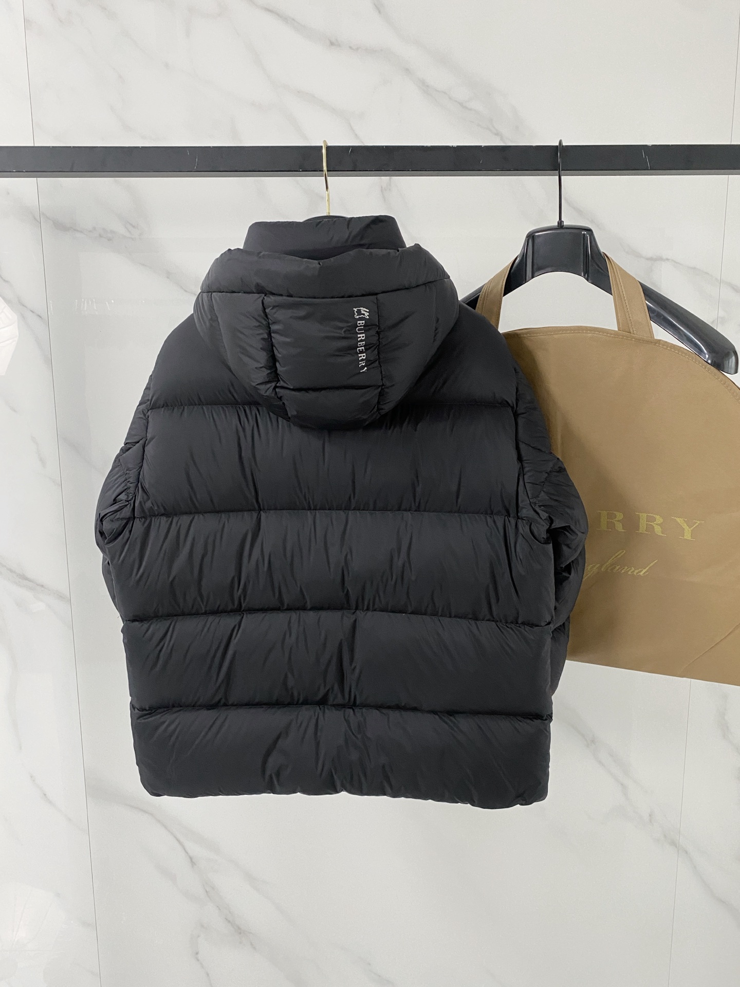 Burberry Down Jacket Cotton Black Hooded S-l