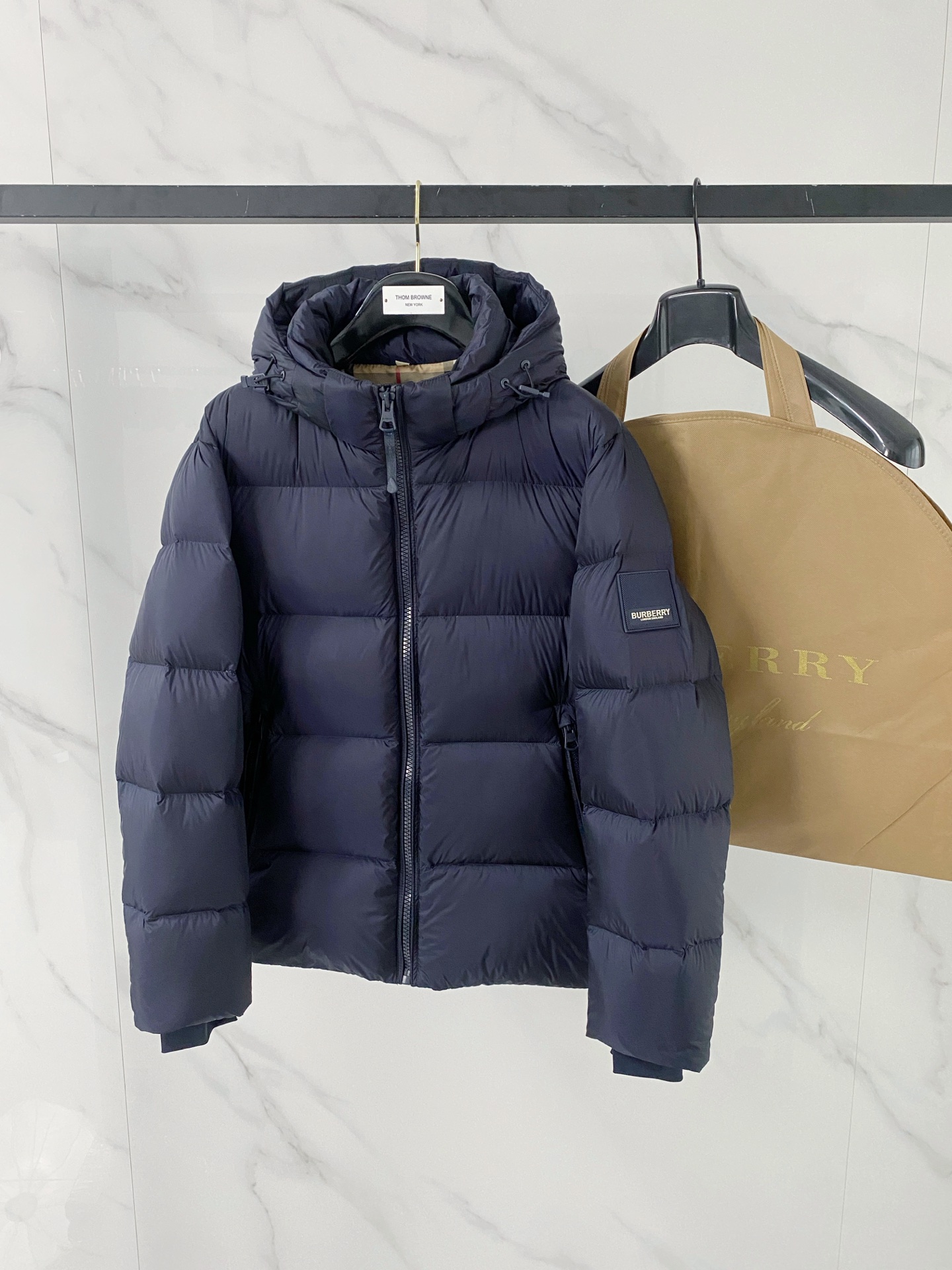 Burberry Down Jacket Cotton Black Hooded S-l