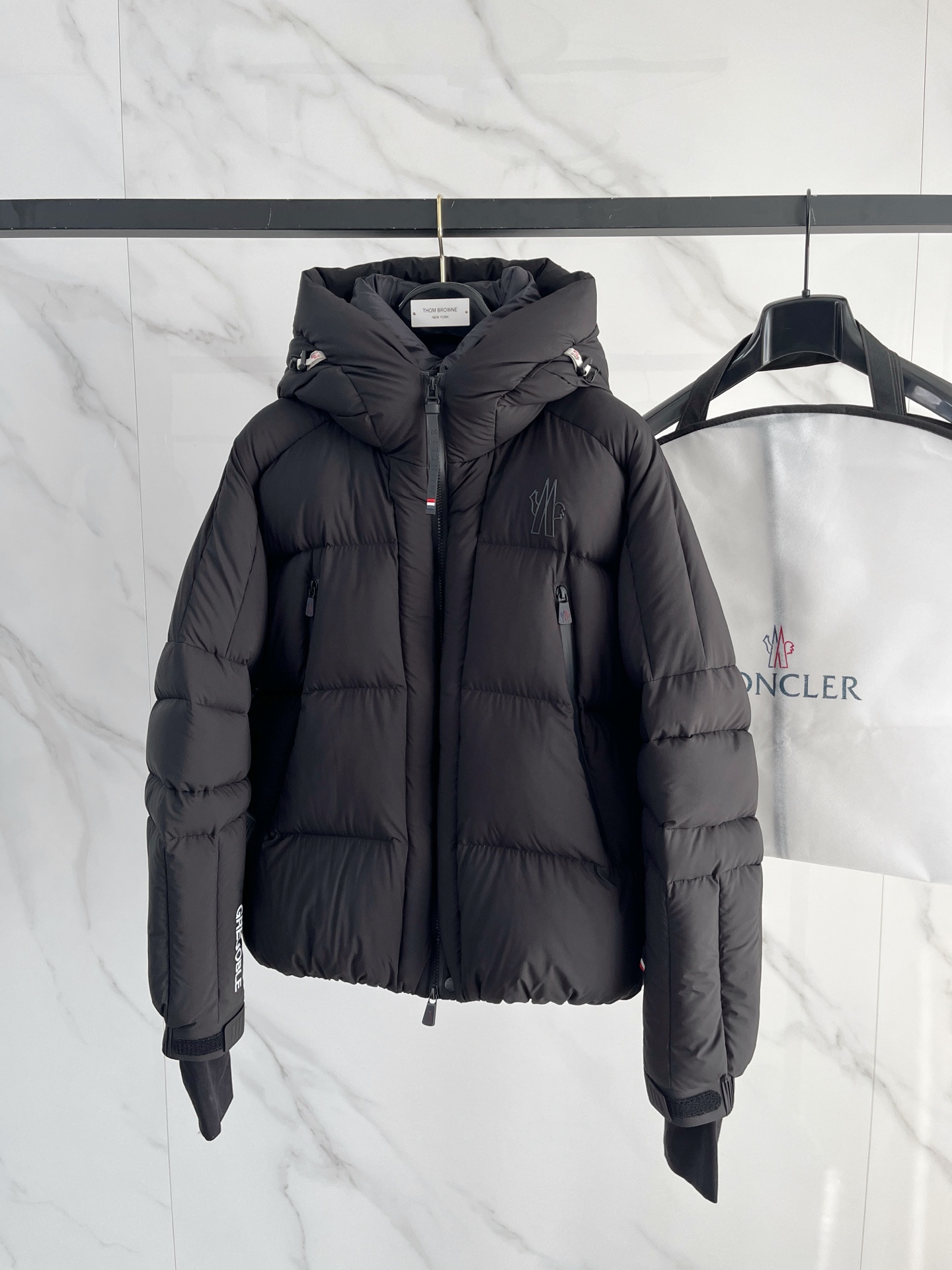Moncler Male Down Jacket Knitted Black Hooded S-m-l