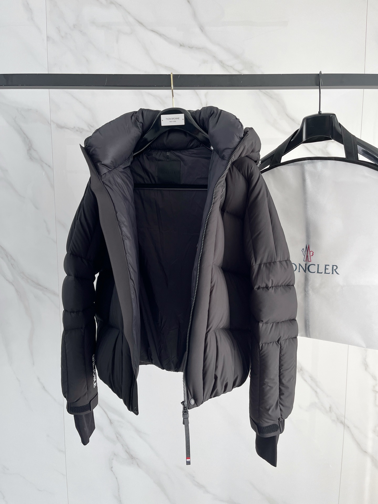 Moncler Male Down Jacket Knitted Black Hooded S-m-l