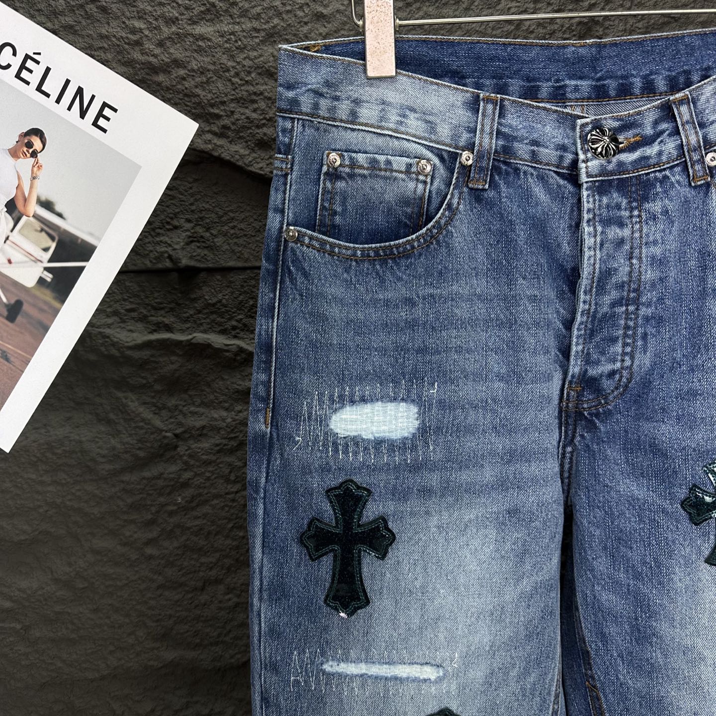 Chrome Hearts Couple Jeans Blue Couple Style