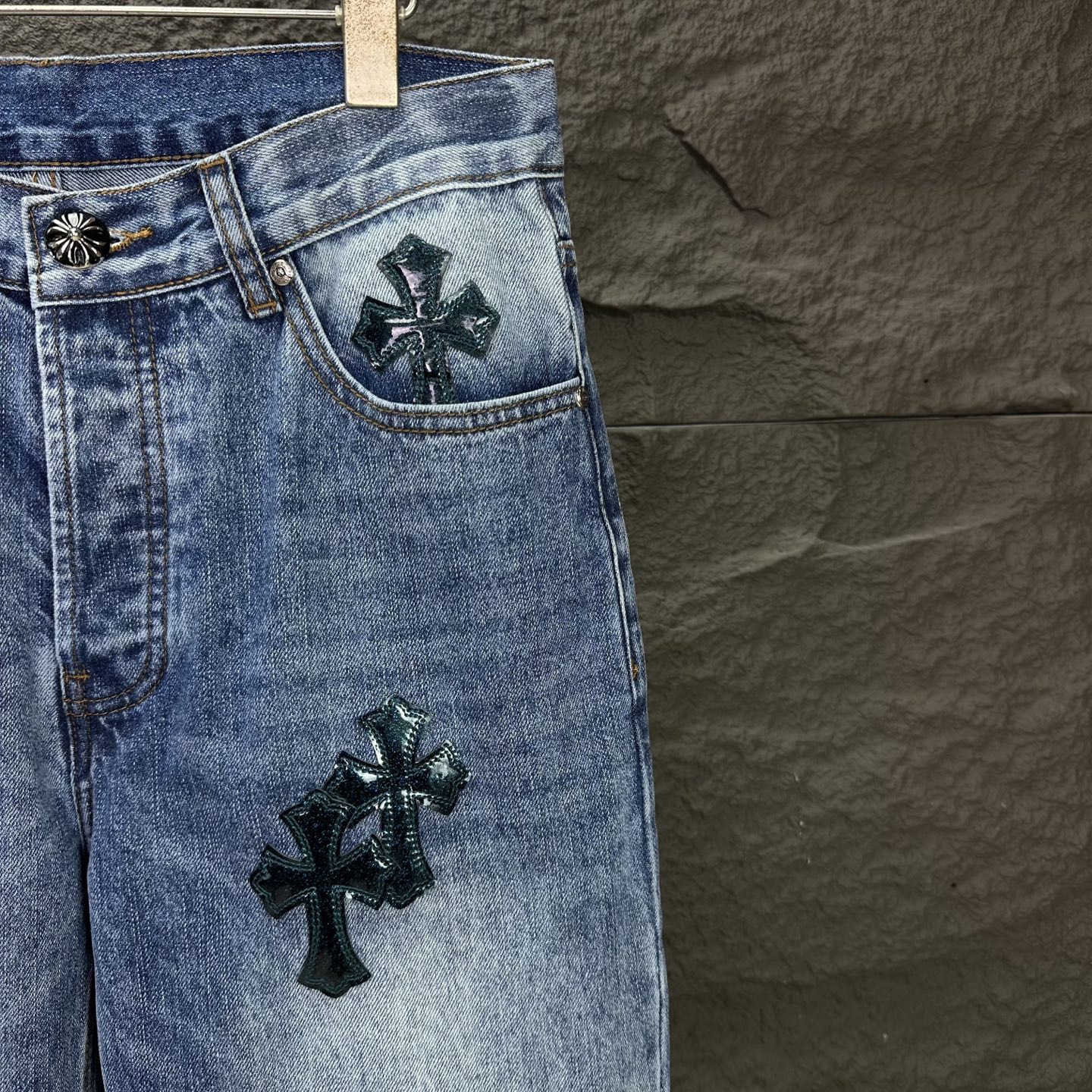 Chrome Hearts Couple Jeans Blue Couple Style