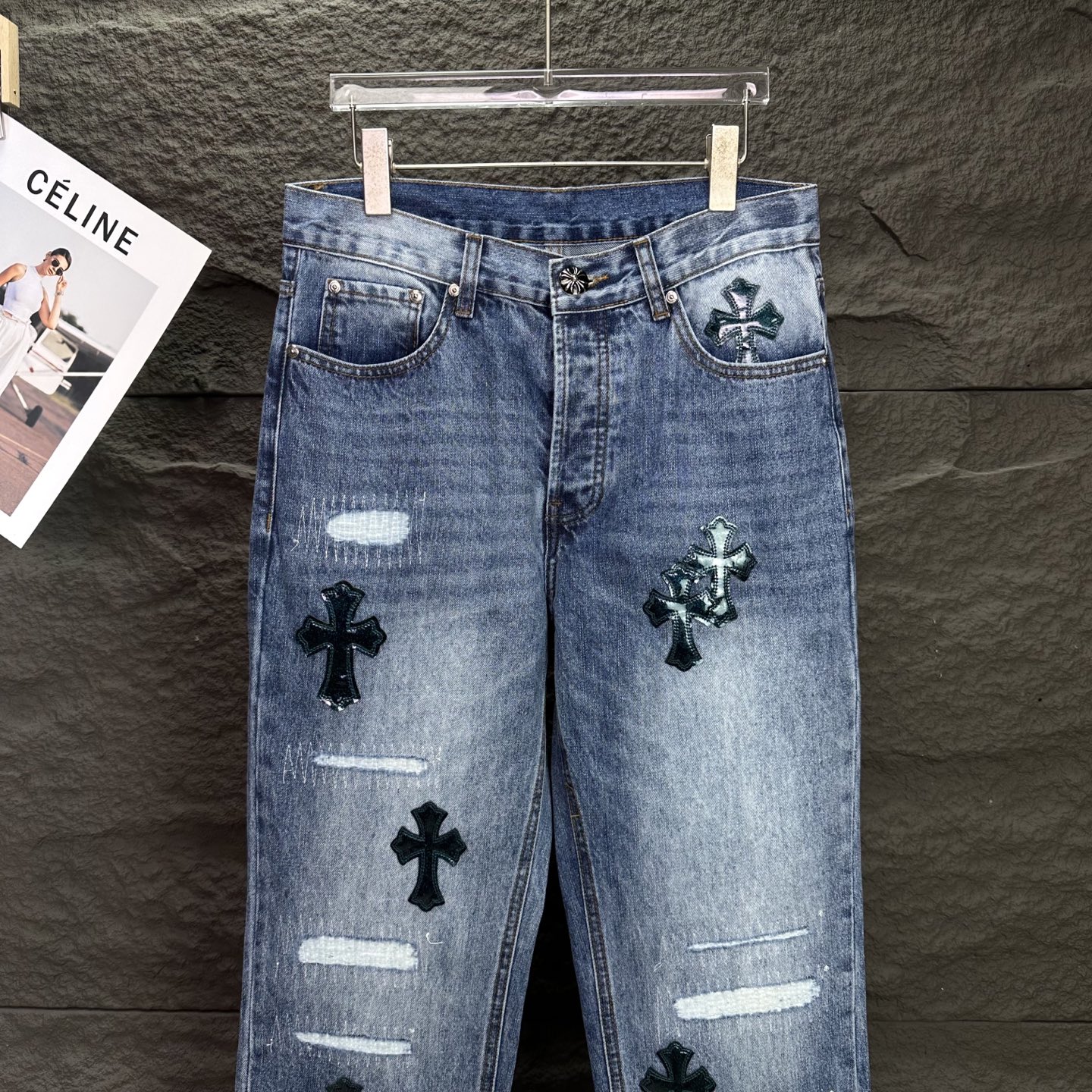 Chrome Hearts Couple Jeans Blue Couple Style