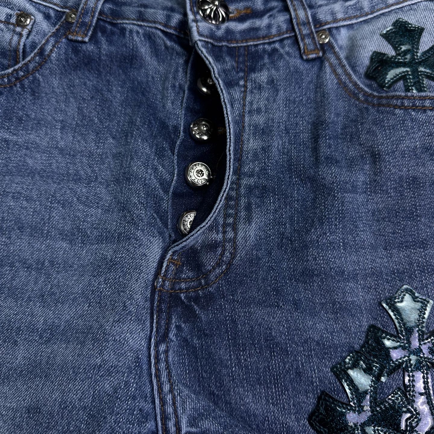 Chrome Hearts Couple Jeans Blue Couple Style