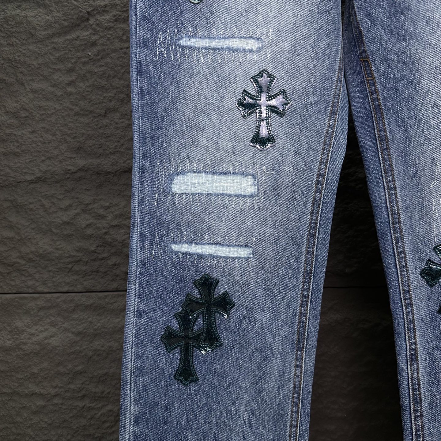 Chrome Hearts Couple Jeans Blue Couple Style