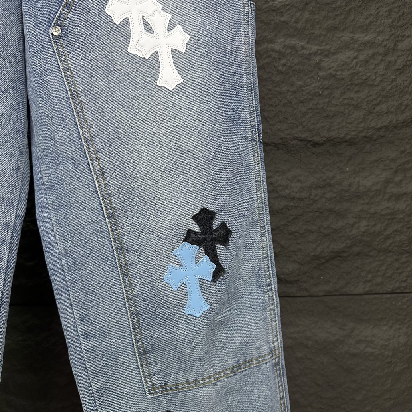 Chrome Hearts Couple Jeans Blue Loose Fit