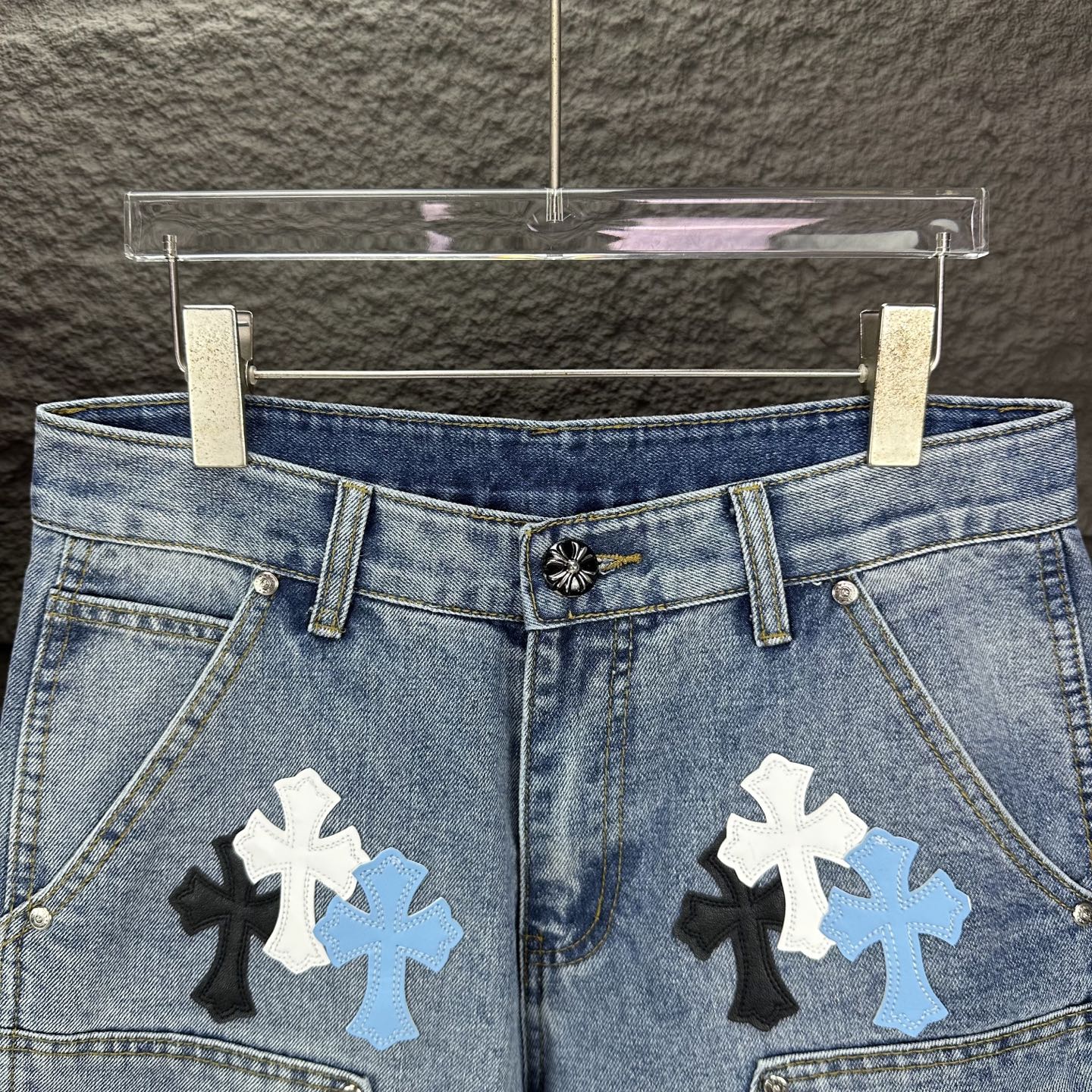 Chrome Hearts Couple Jeans Blue Loose Fit