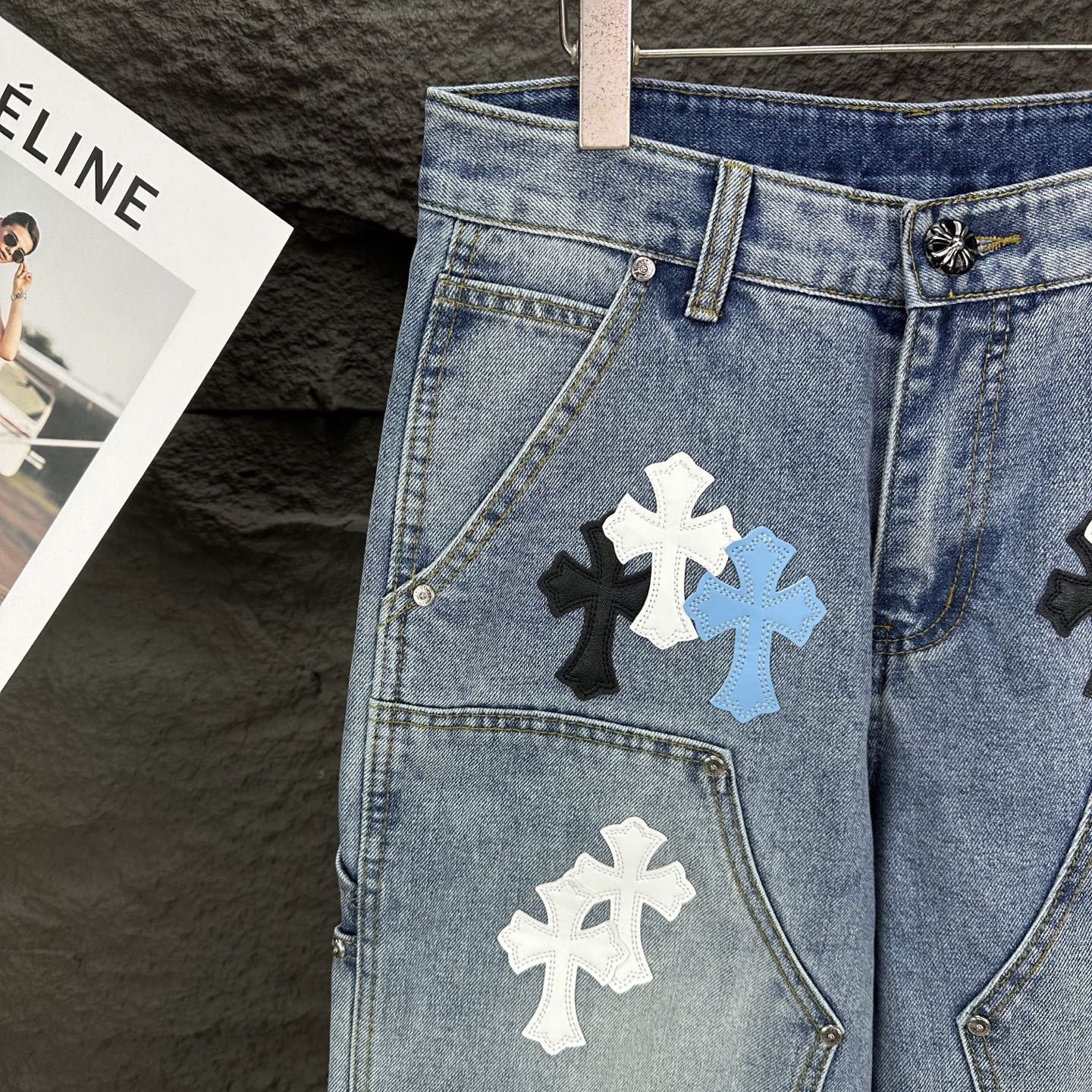 Chrome Hearts Couple Jeans Blue Loose Fit