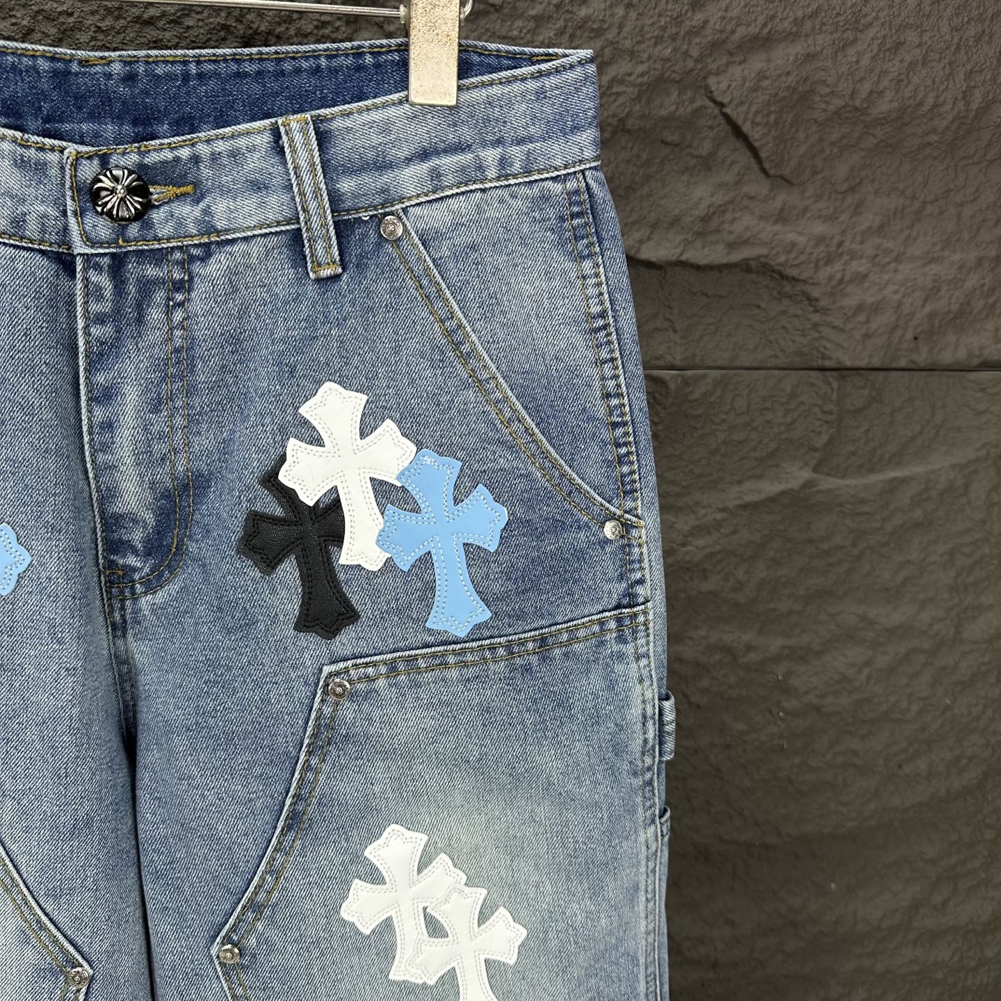 Chrome Hearts Couple Jeans Blue Loose Fit