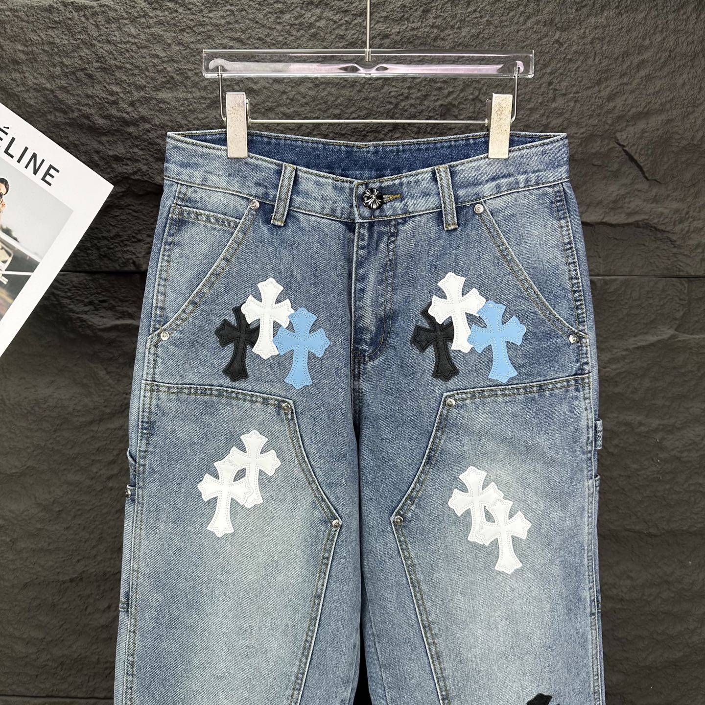 Chrome Hearts Couple Jeans Blue Loose Fit