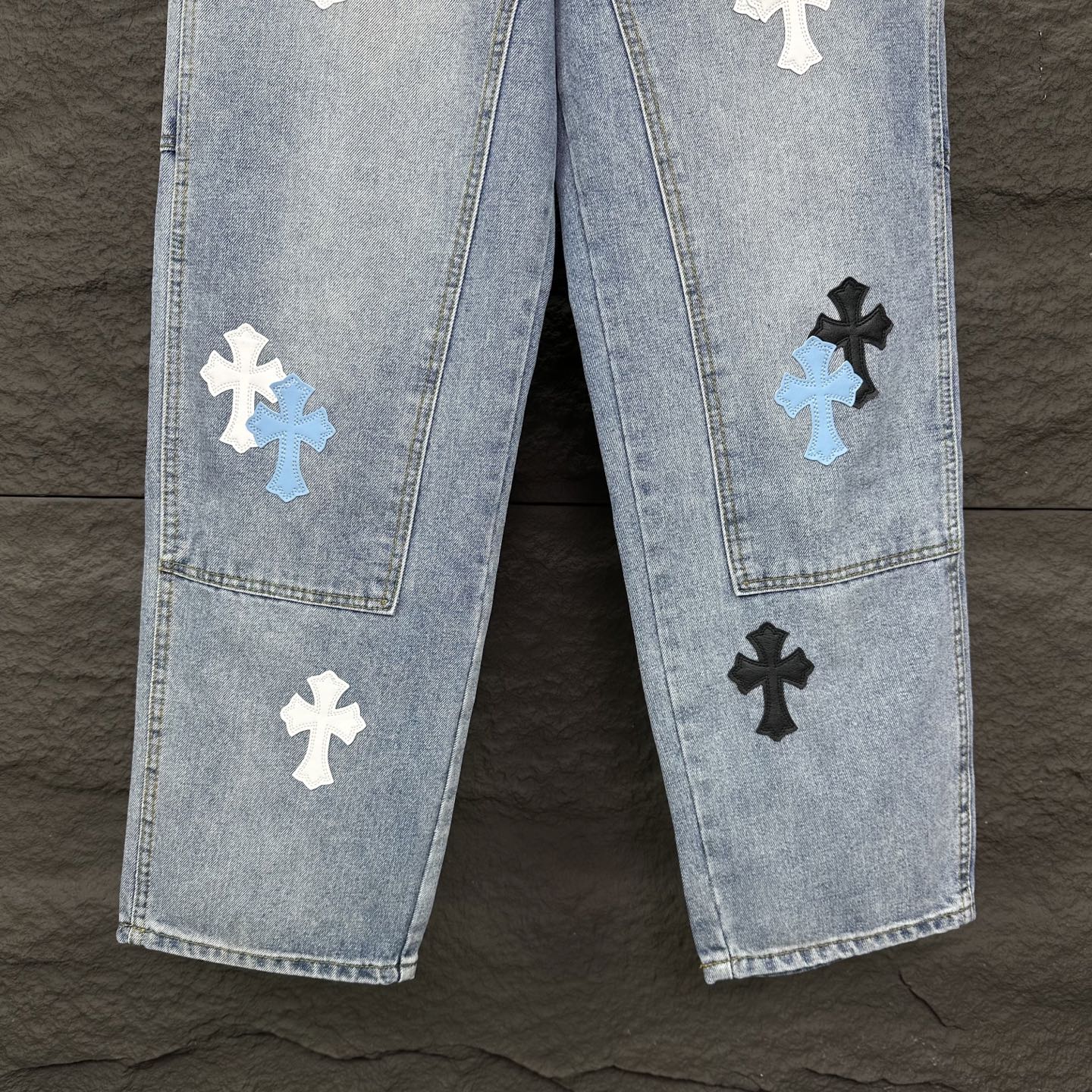 Chrome Hearts Couple Jeans Blue Loose Fit