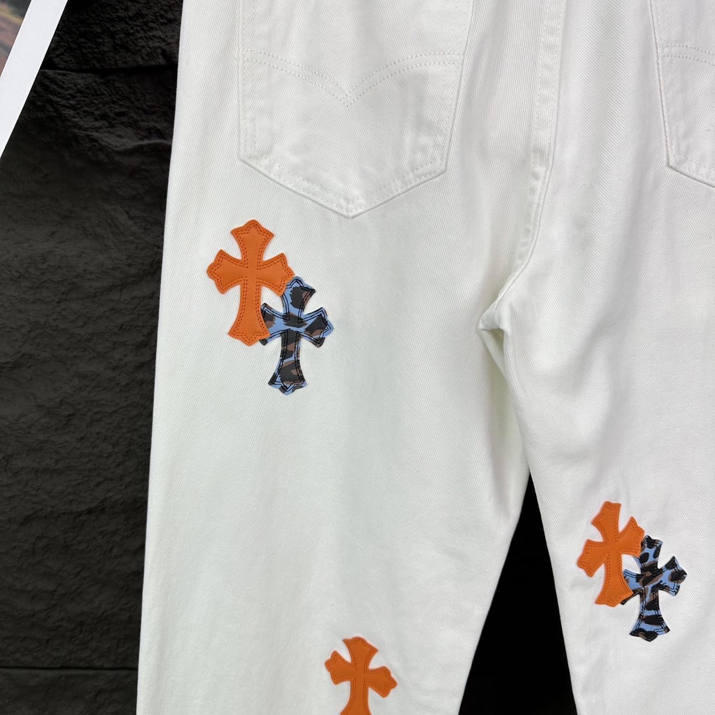 Chrome Hearts Couple Jeans White Loose Fit