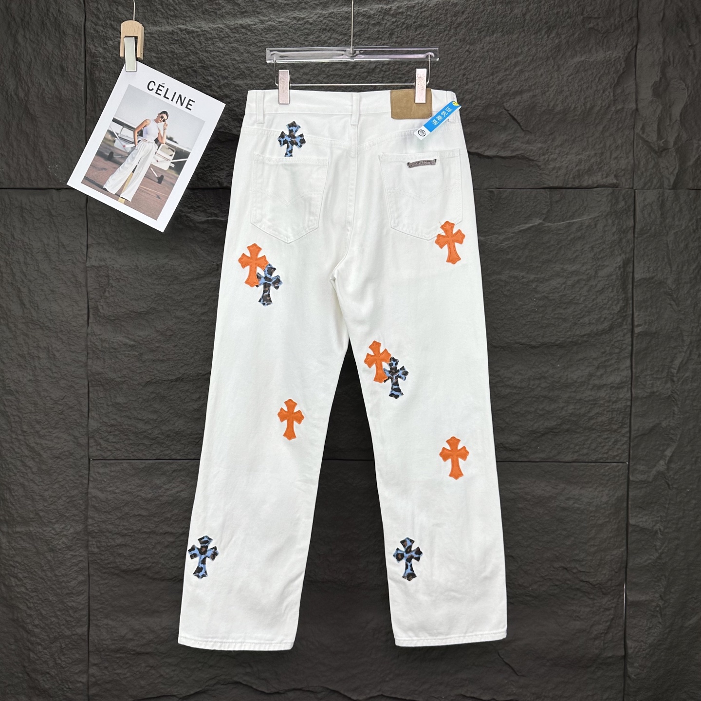 Chrome Hearts Couple Jeans White Loose Fit