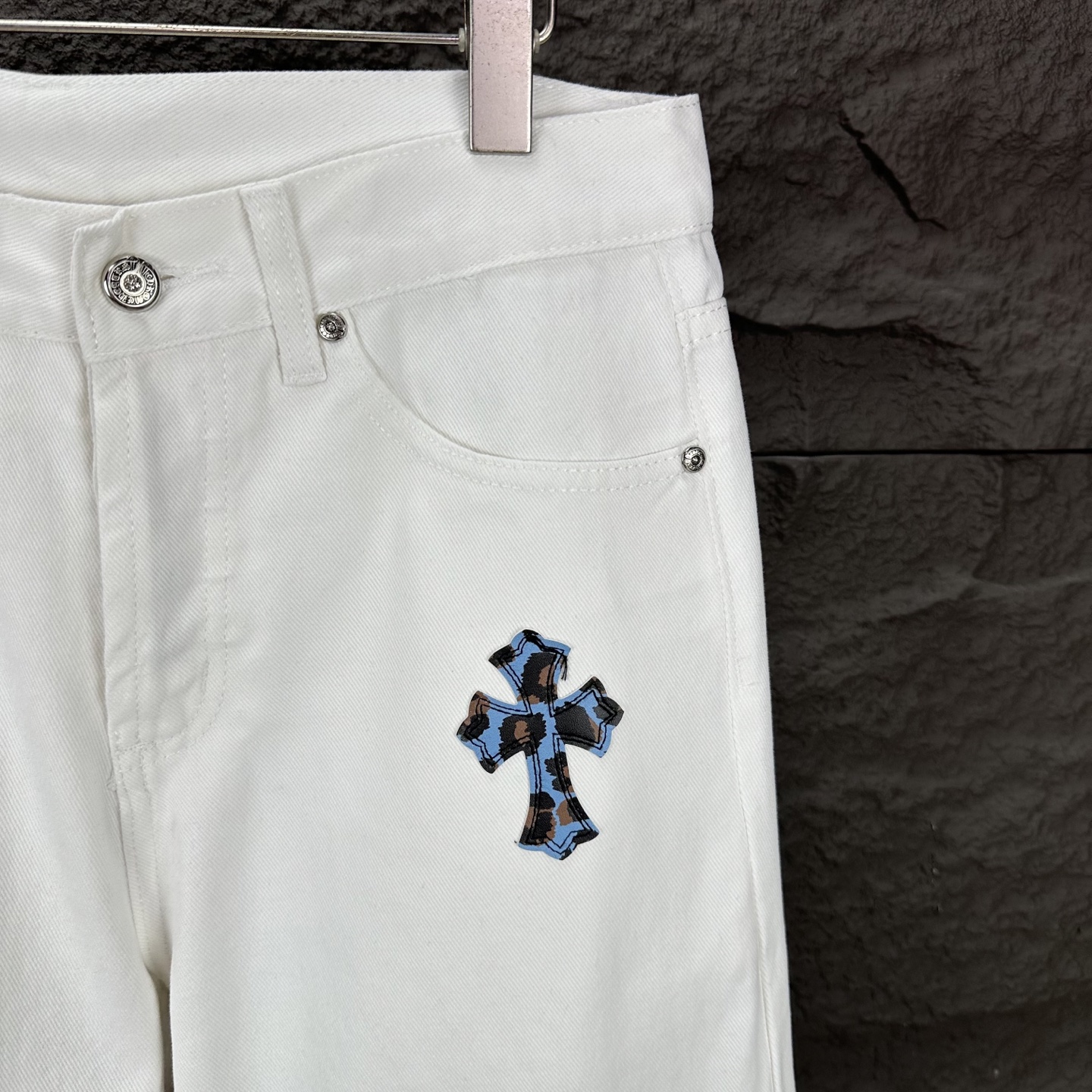 Chrome Hearts Couple Jeans White Loose Fit