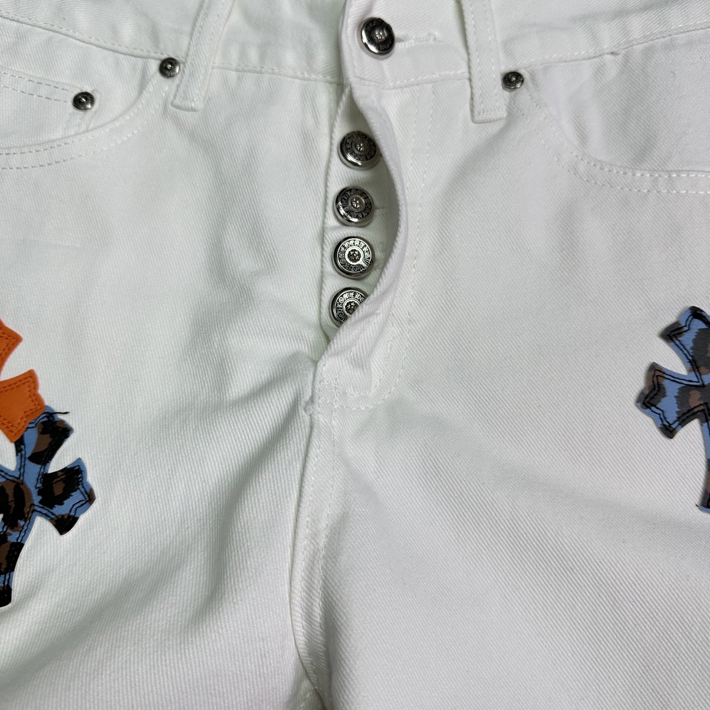 Chrome Hearts Couple Jeans White Loose Fit