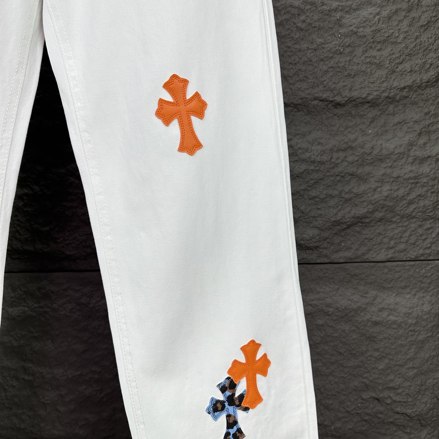 Chrome Hearts Couple Jeans White Loose Fit