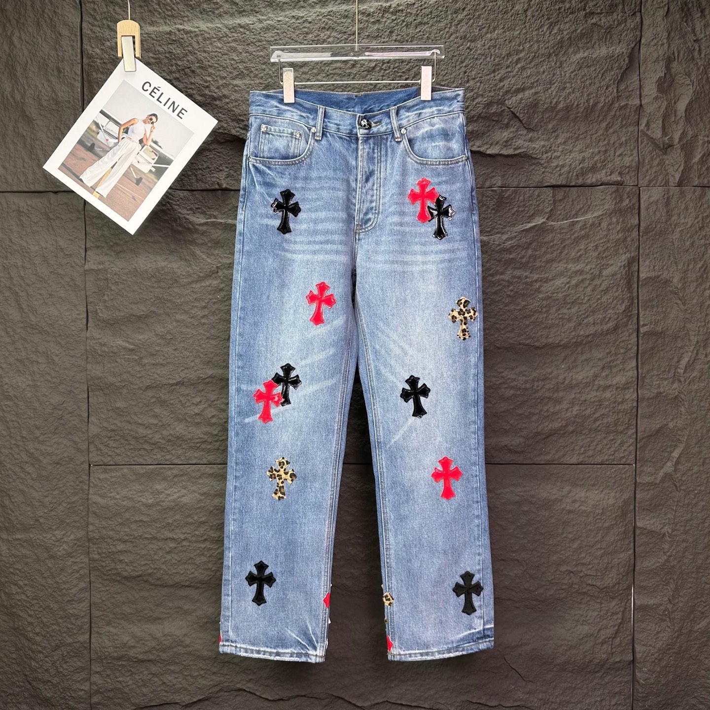 Chrome Hearts Couple Jeans Blue Loose Fit
