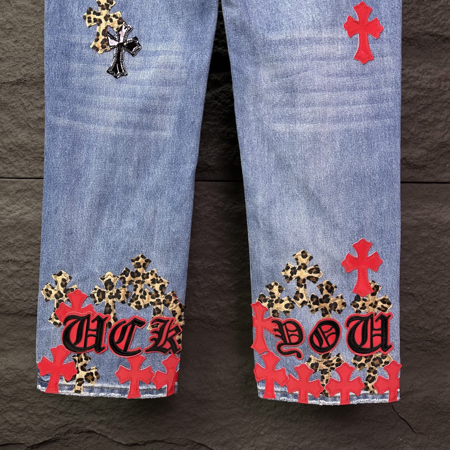 Chrome Hearts Couple Jeans Blue Loose Fit