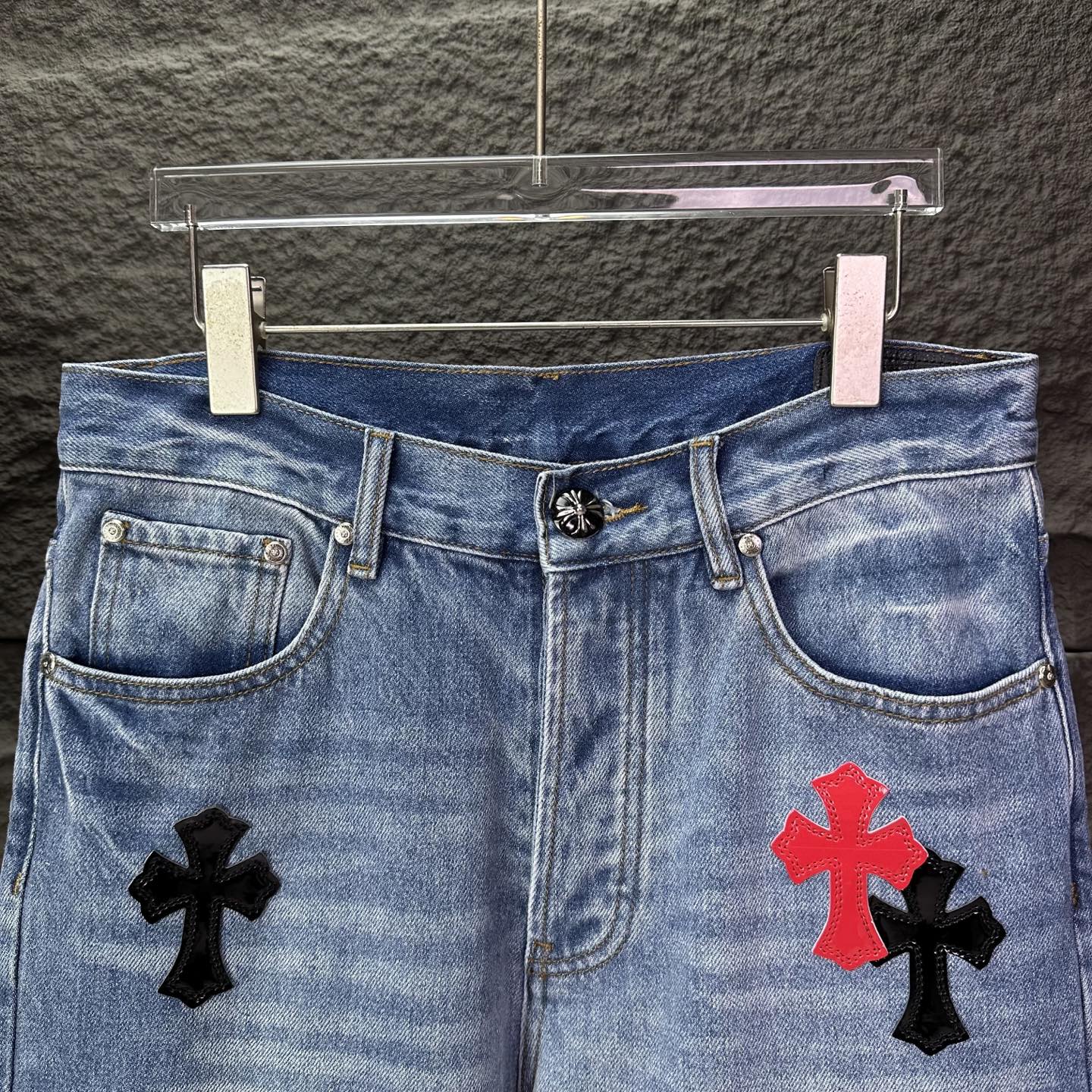 Chrome Hearts Couple Jeans Blue Loose Fit