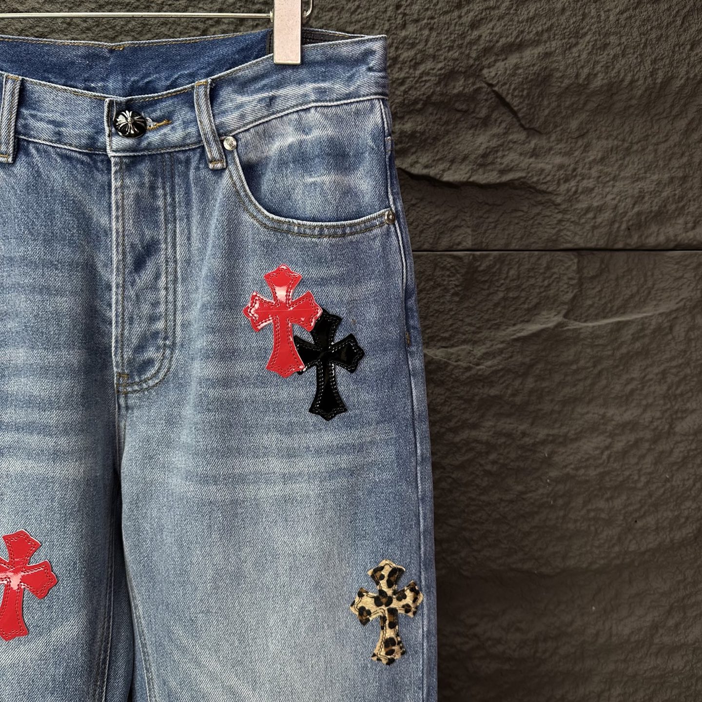 Chrome Hearts Couple Jeans Blue Loose Fit