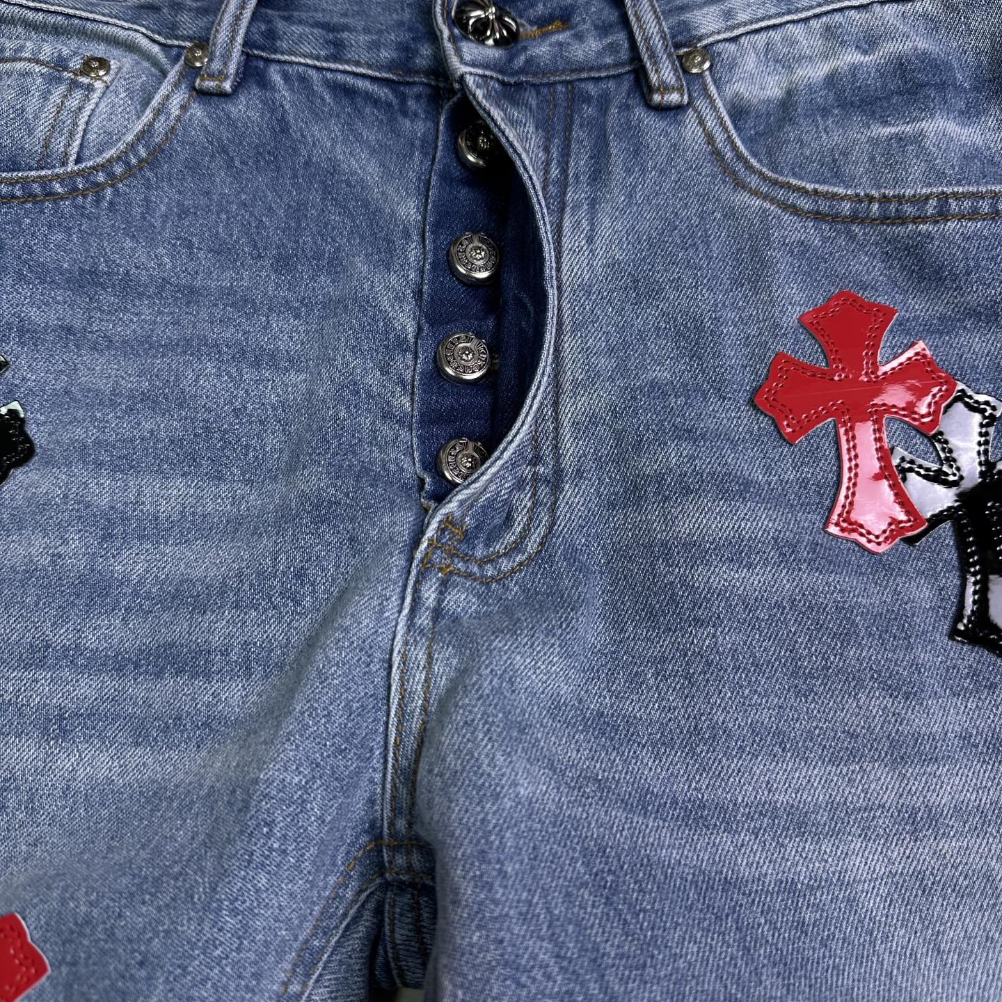 Chrome Hearts Couple Jeans Blue Loose Fit