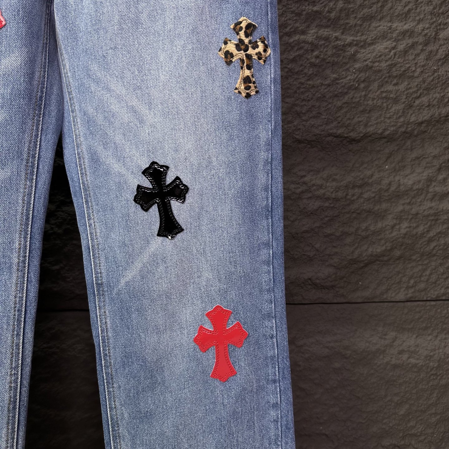 Chrome Hearts Couple Jeans Blue Loose Fit