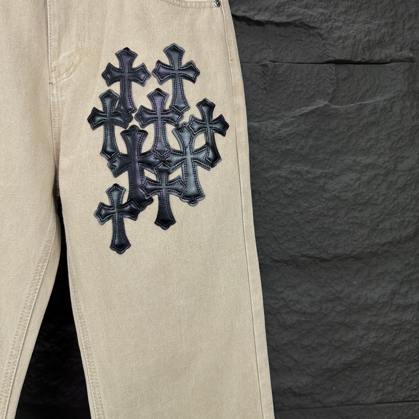 Chrome Hearts Couple Jeans Black Loose Fit