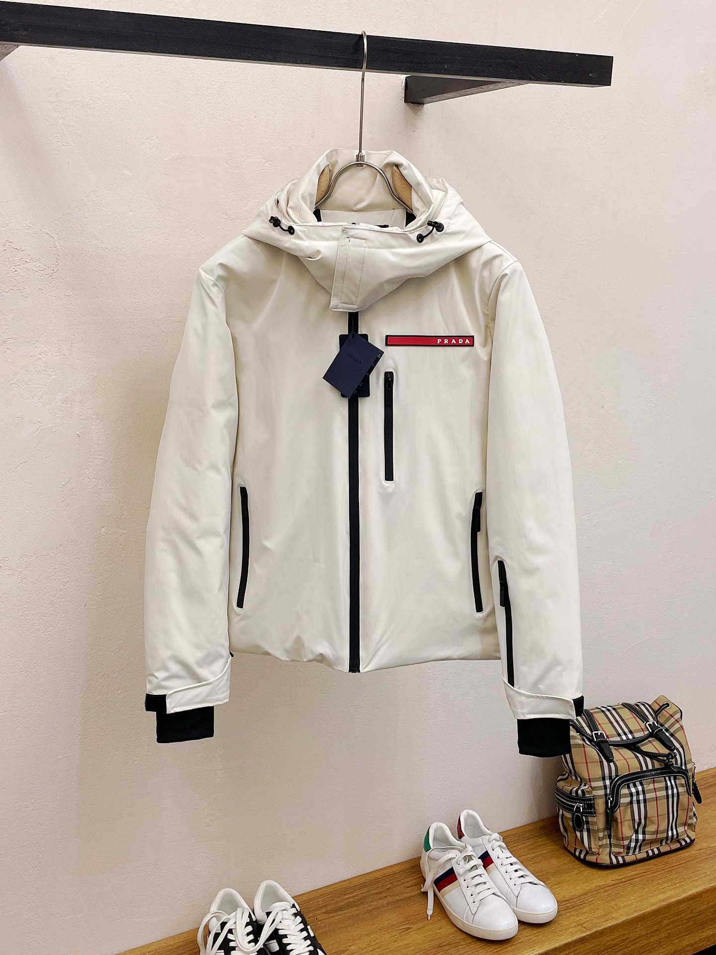 Prada Couple Down Jacket Goose Down Black Hooded S-m-l-xl-xxl