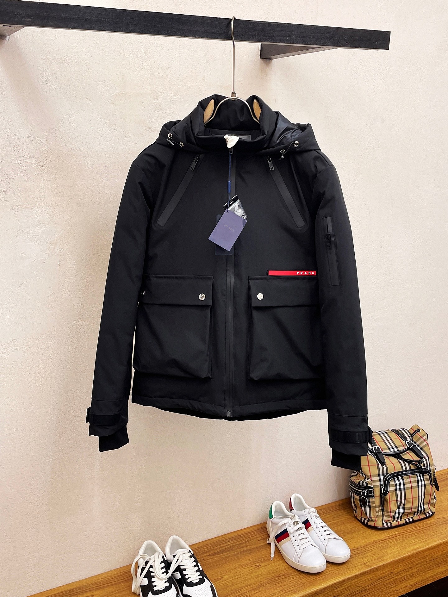 Prada Couple Down Jacket Goose Down Black Hooded S-m-l-xl-xxl