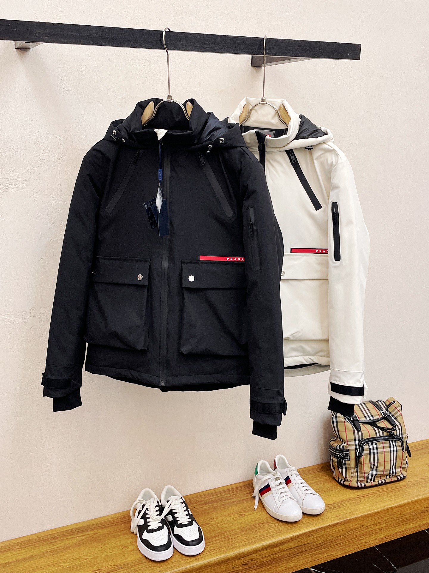Prada Couple Down Jacket Goose Down Black Hooded S-m-l-xl-xxl