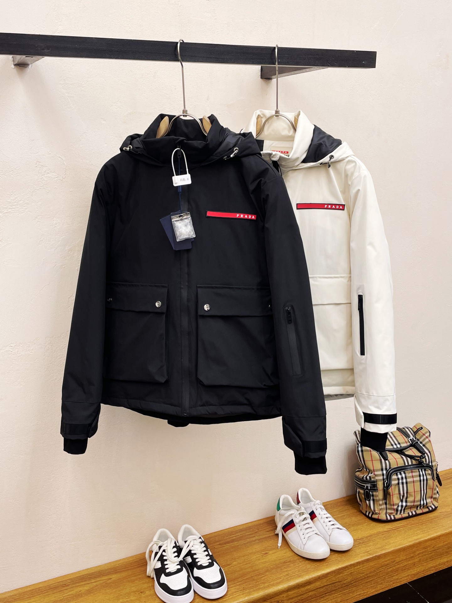 Prada Couple Down Jacket Goose Down Black Hooded S-m-l-xl-xxl