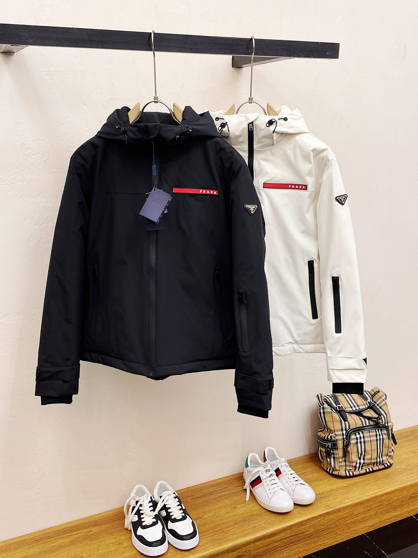 Prada Couple Down Jacket Goose Down Black Hooded S-m-l-xl-xxl