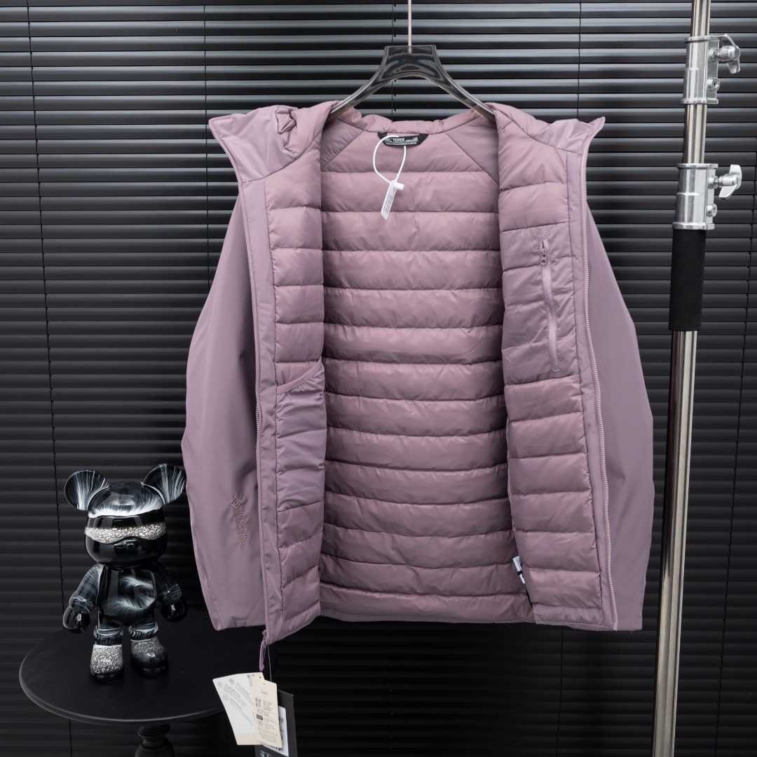 Arcteryx Female Down Jacket Knitted Black Hooded S-l-xxl