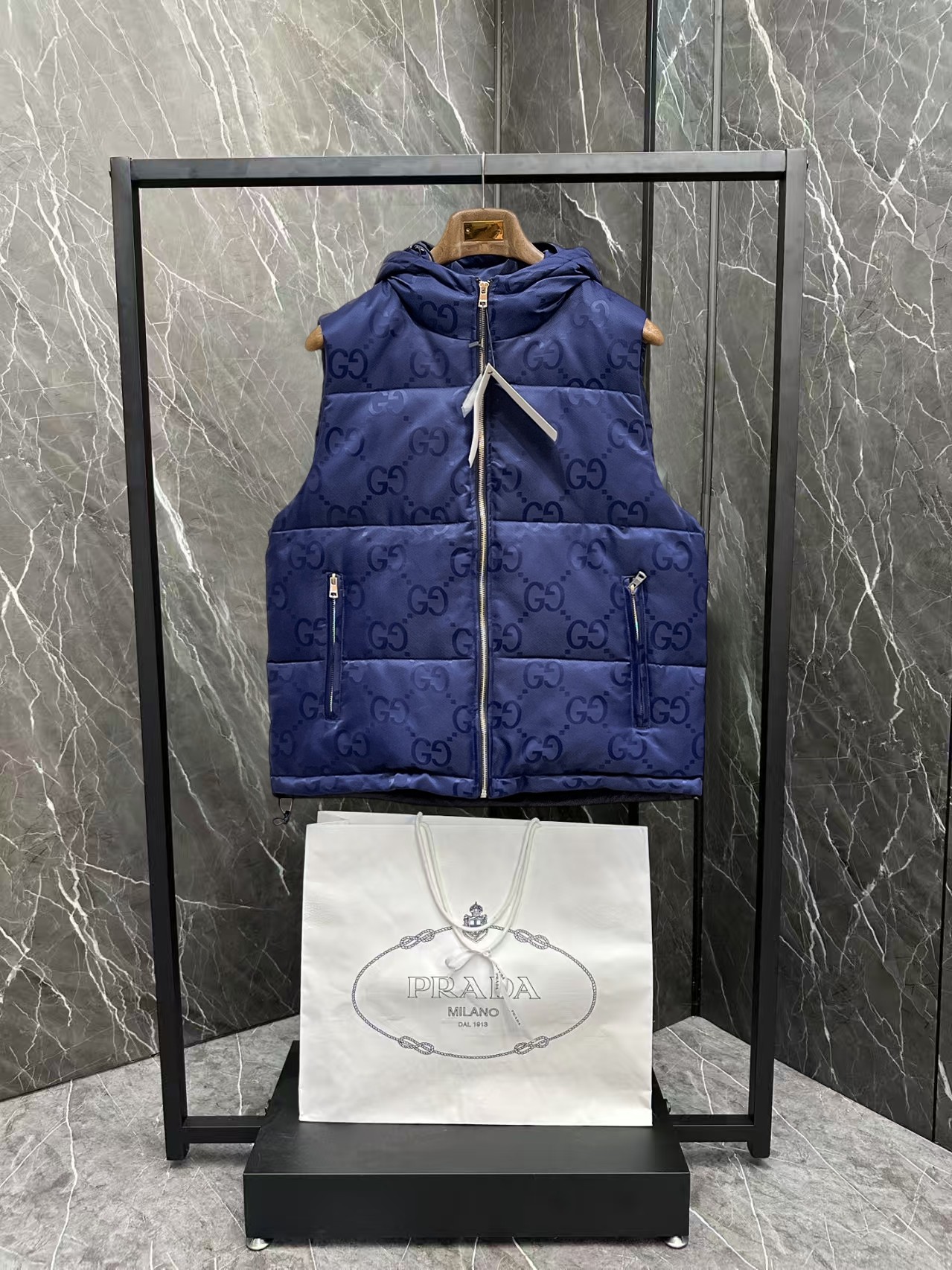 Gucci Down Vest Goose Down Blue S-m-l-xl