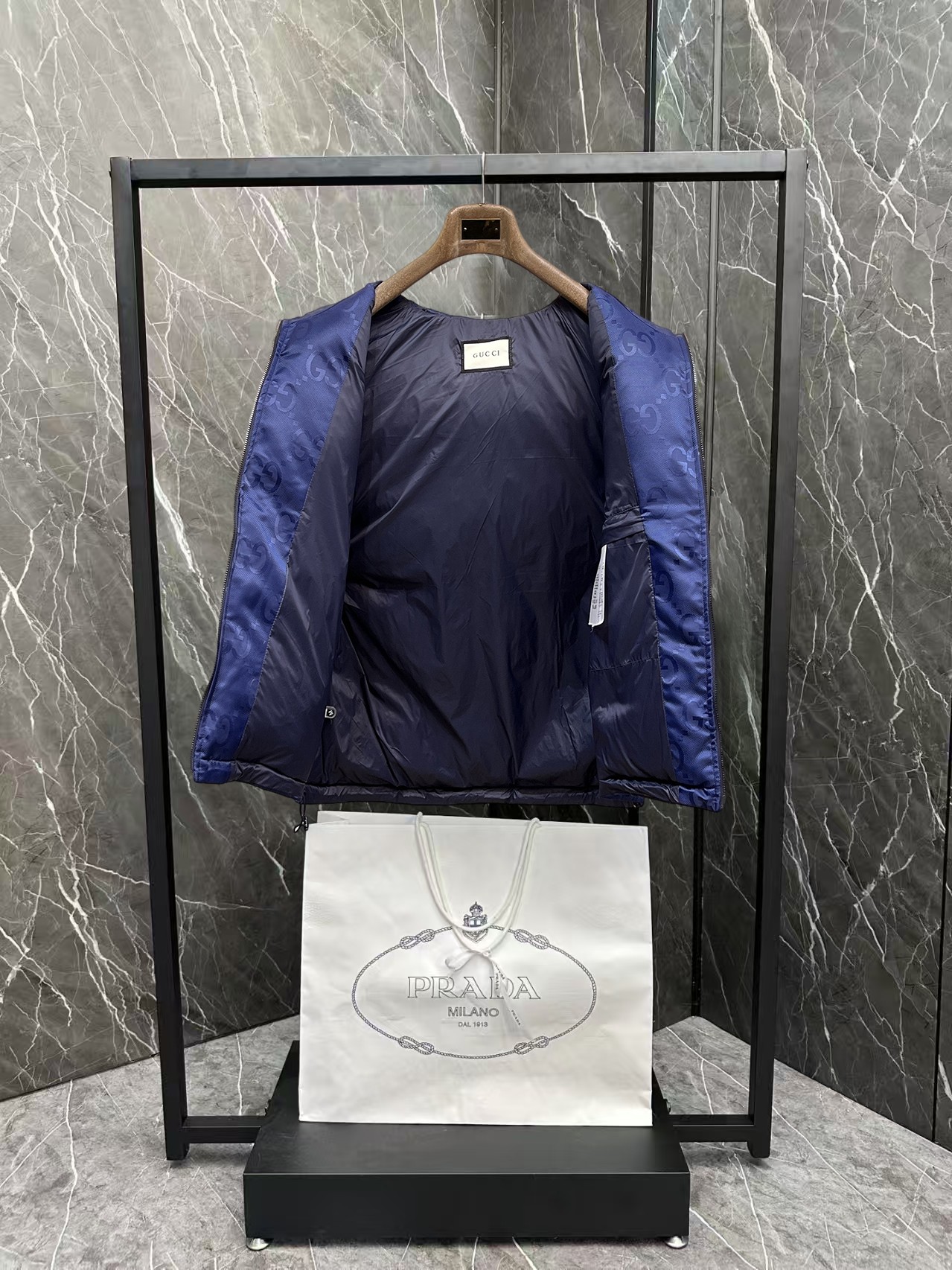 Gucci Down Vest Goose Down Blue S-m-l-xl